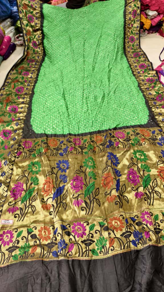 Bandhani Hand Bandhej Kanchivaram Silk Saree