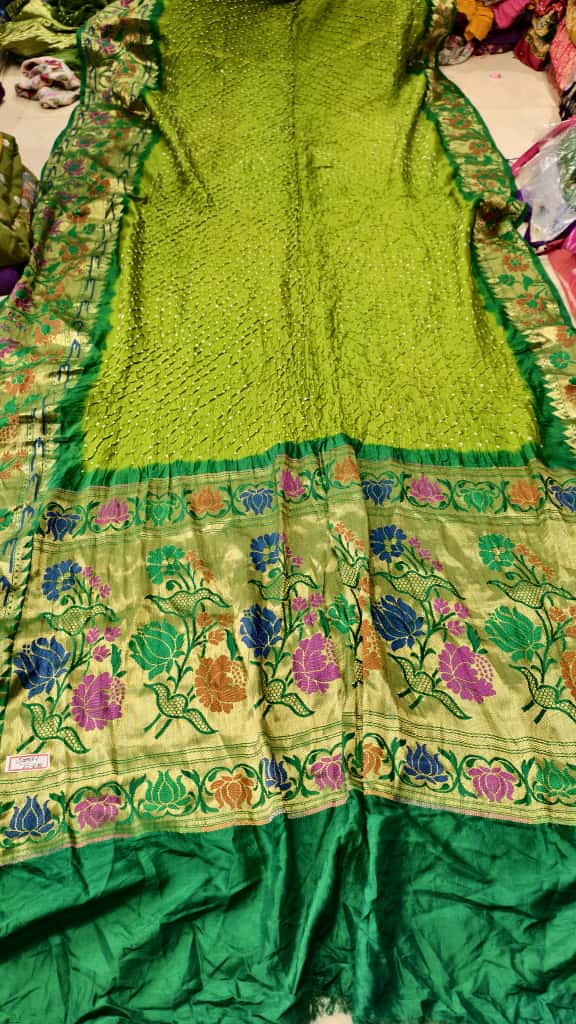 Bandhani Hand Bandhej Kanchivaram Silk Saree