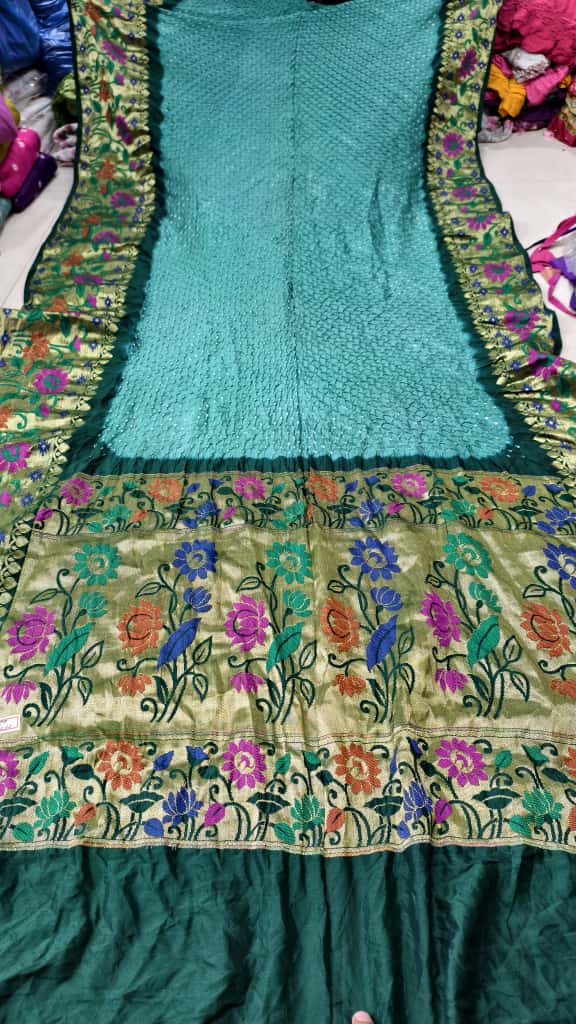 Bandhani Hand Bandhej Kanchivaram Silk Saree