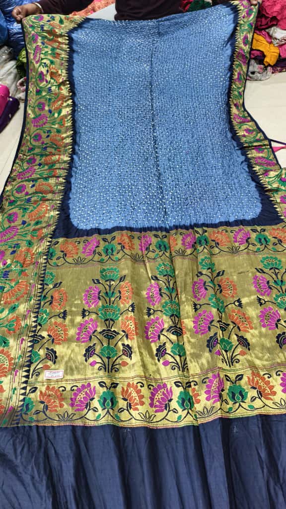Bandhani Hand Bandhej Kanchivaram Silk Saree