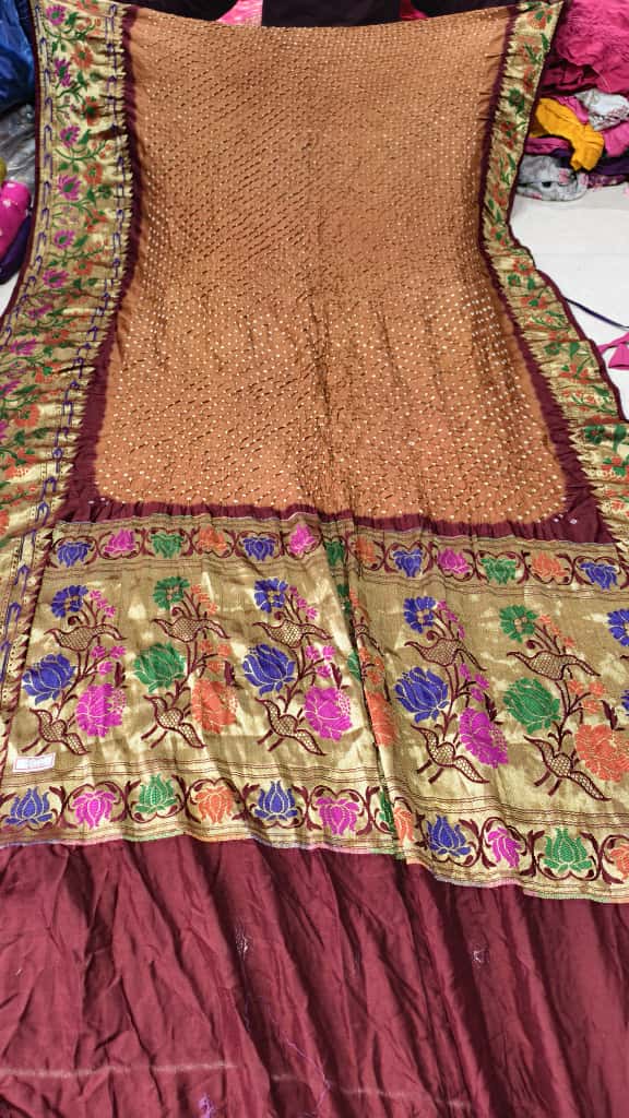 Bandhani Hand Bandhej Kanchivaram Silk Saree