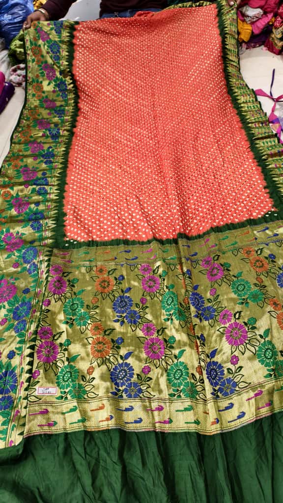 Bandhani Hand Bandhej Kanchivaram Silk Saree