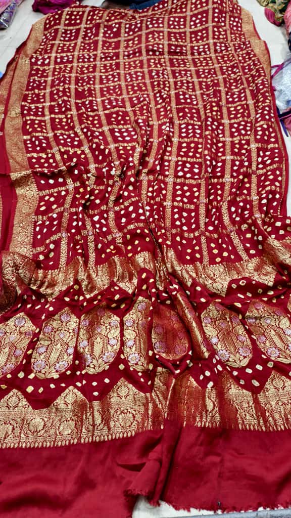 Bandhani Hand Bandhej Saree with Nakshi All-Over Work