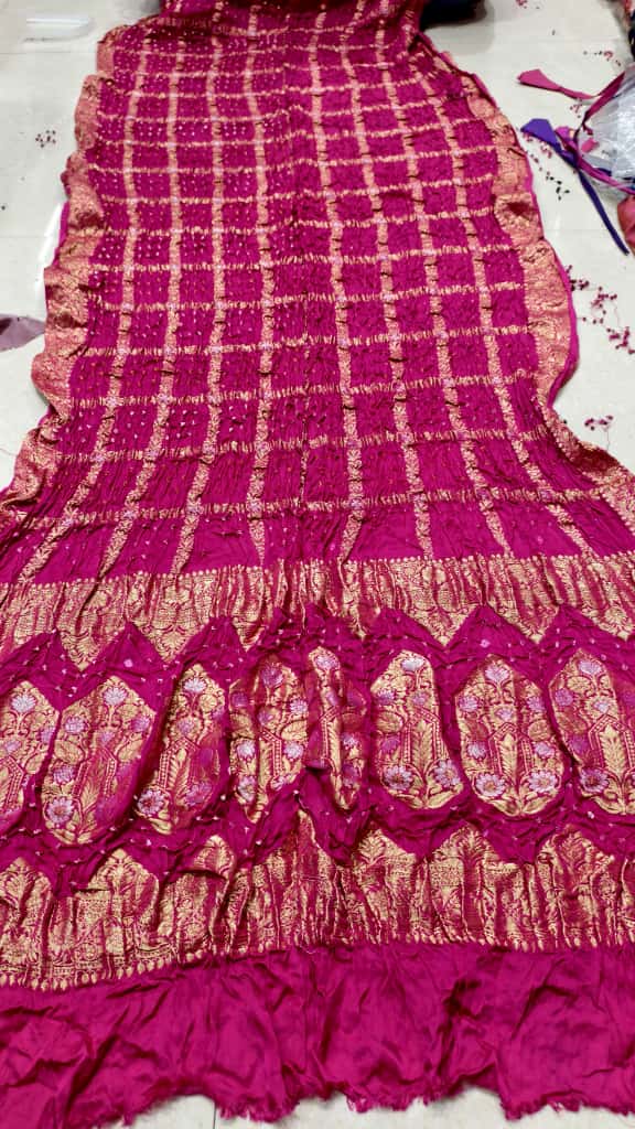 Bandhani Hand Bandhej Saree with Nakshi All-Over Work