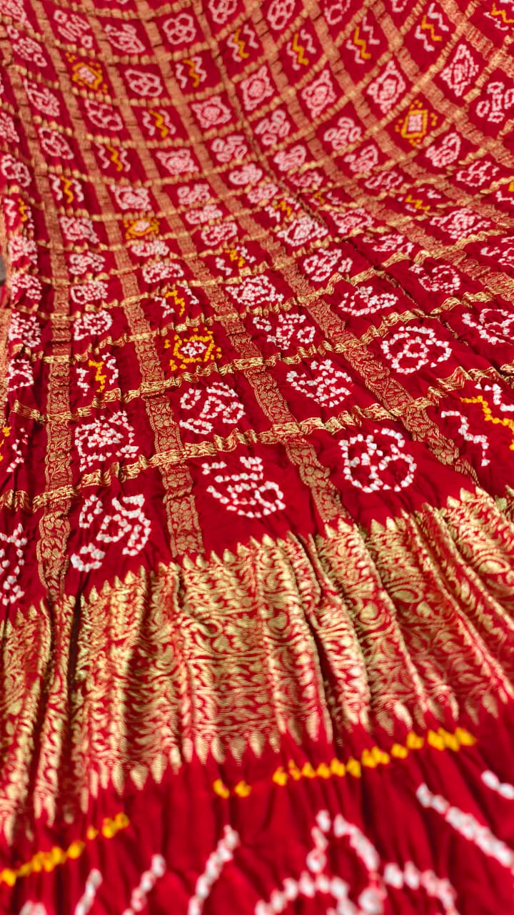 Bandhani Pure Gaji Silk Gharchola Hand Bandej Saree