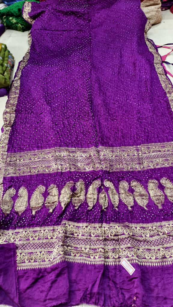 Bandhani Pure Gaji Silk Hand Bandhej Saree with Nakshi Banarasi Work