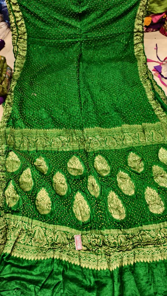 Bandhani Pure Gaji Silk Hand Bandhej Saree with Nakshi Banarasi Work