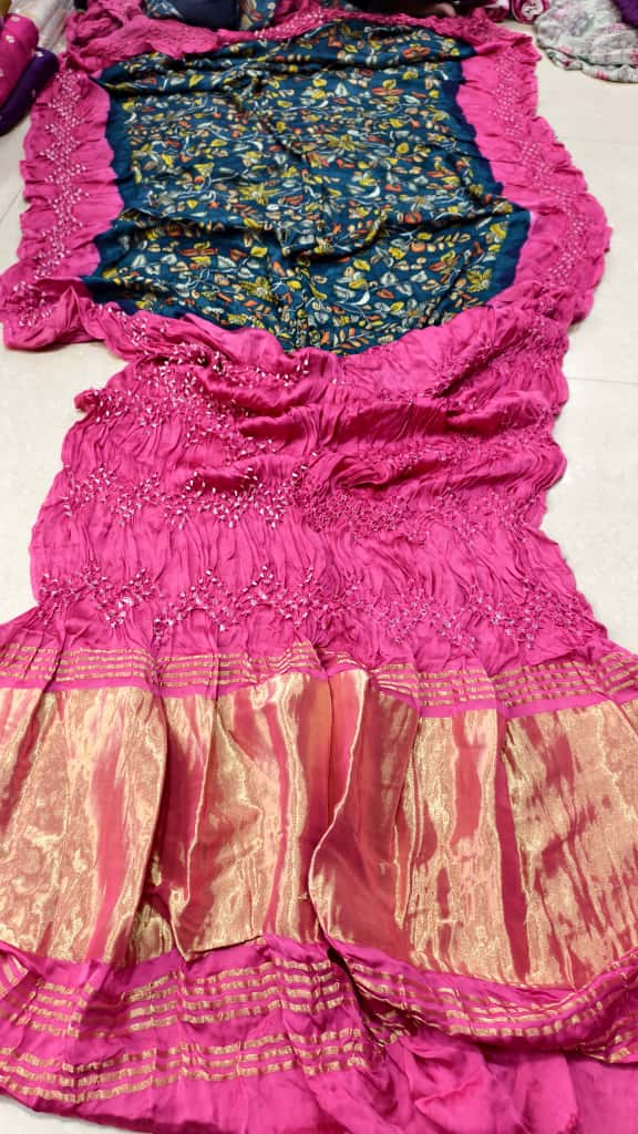 Digital Print with Hand Bandhej Saree