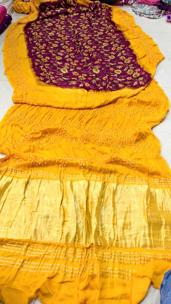 Digital Print with Hand Bandhej Saree