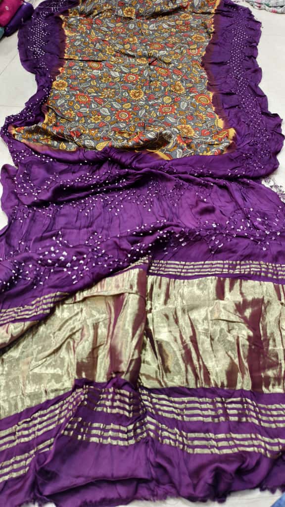 Digital Print with Hand Bandhej Saree