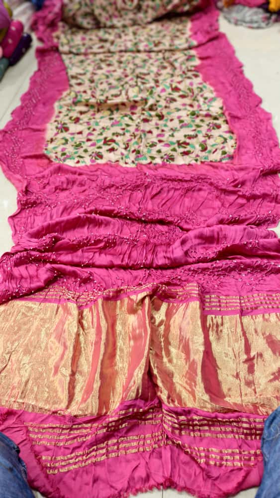 Digital Print with Hand Bandhej Saree