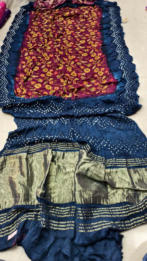 Digital Print with Hand Bandhej Saree