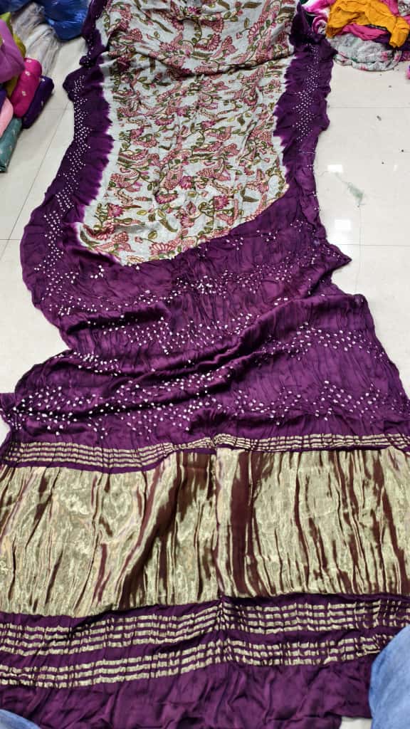 Digital Print with Hand Bandhej Saree