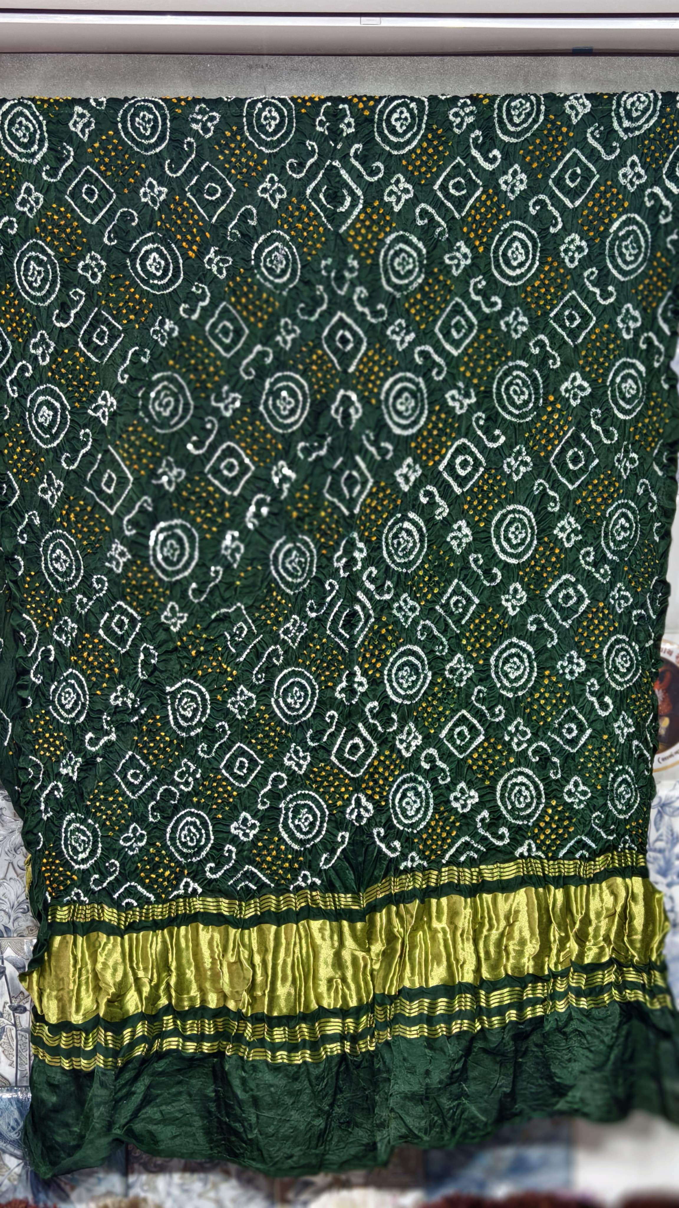 Pure Gaji Silk Original Hand Raai Dana Bandej Dupatta with Original Lagdi Patta