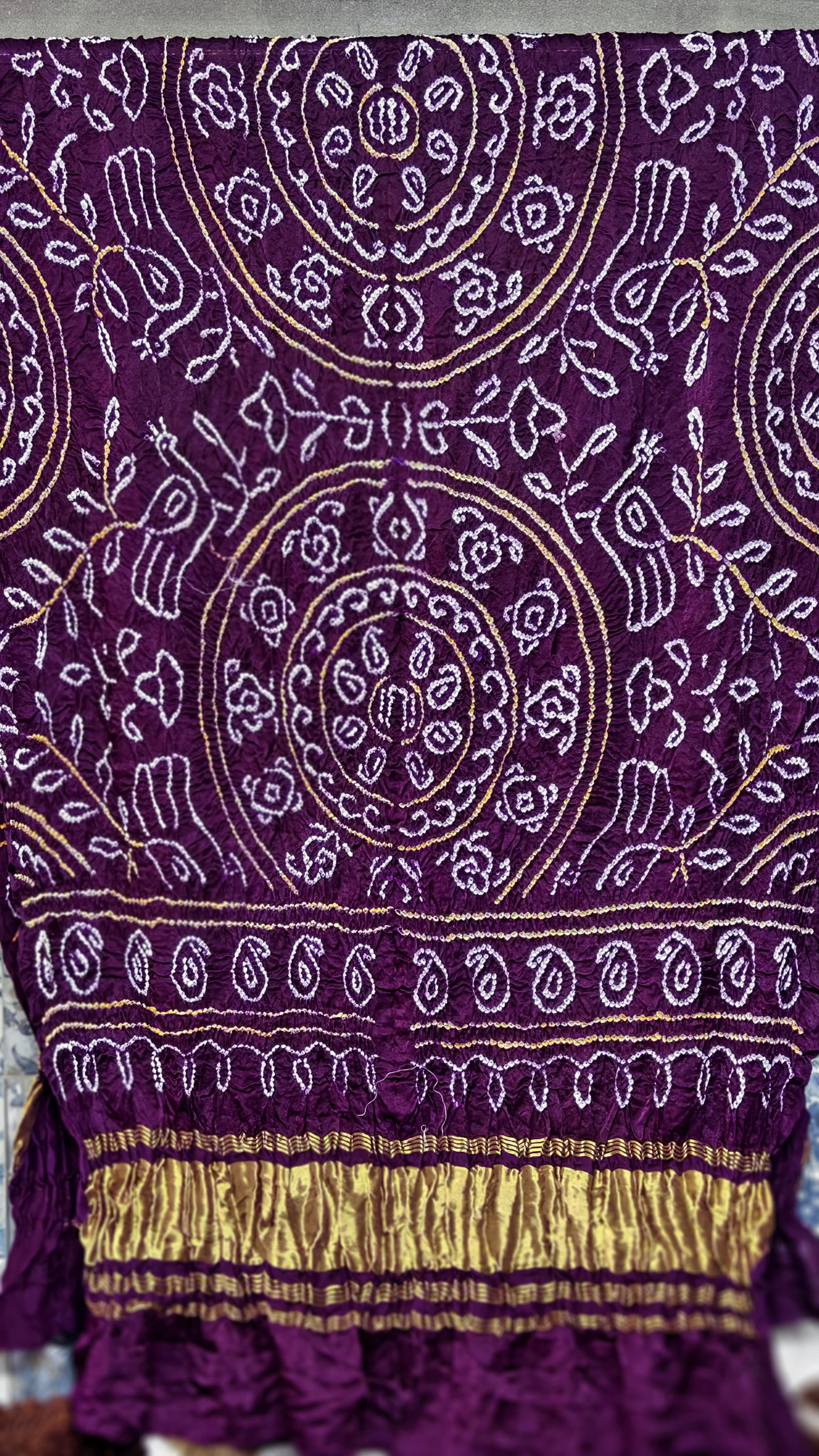 Pure Gaji Silk Original Hand Raai Dana Bandej Dupatta with Original Lagdi Patta