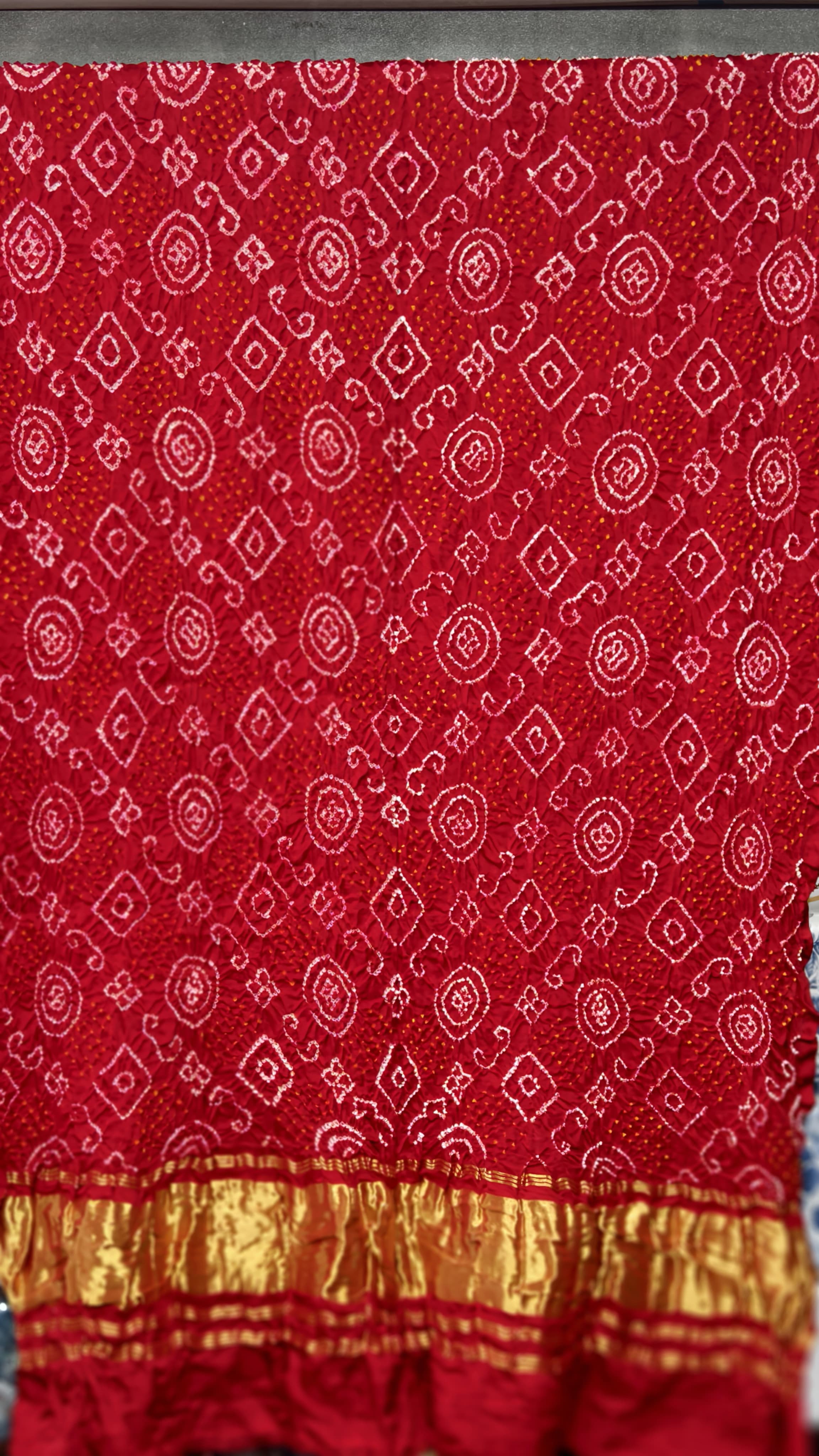 Pure Gaji Silk Original Hand Raai Dana Bandej Dupatta with Original Lagdi Patta