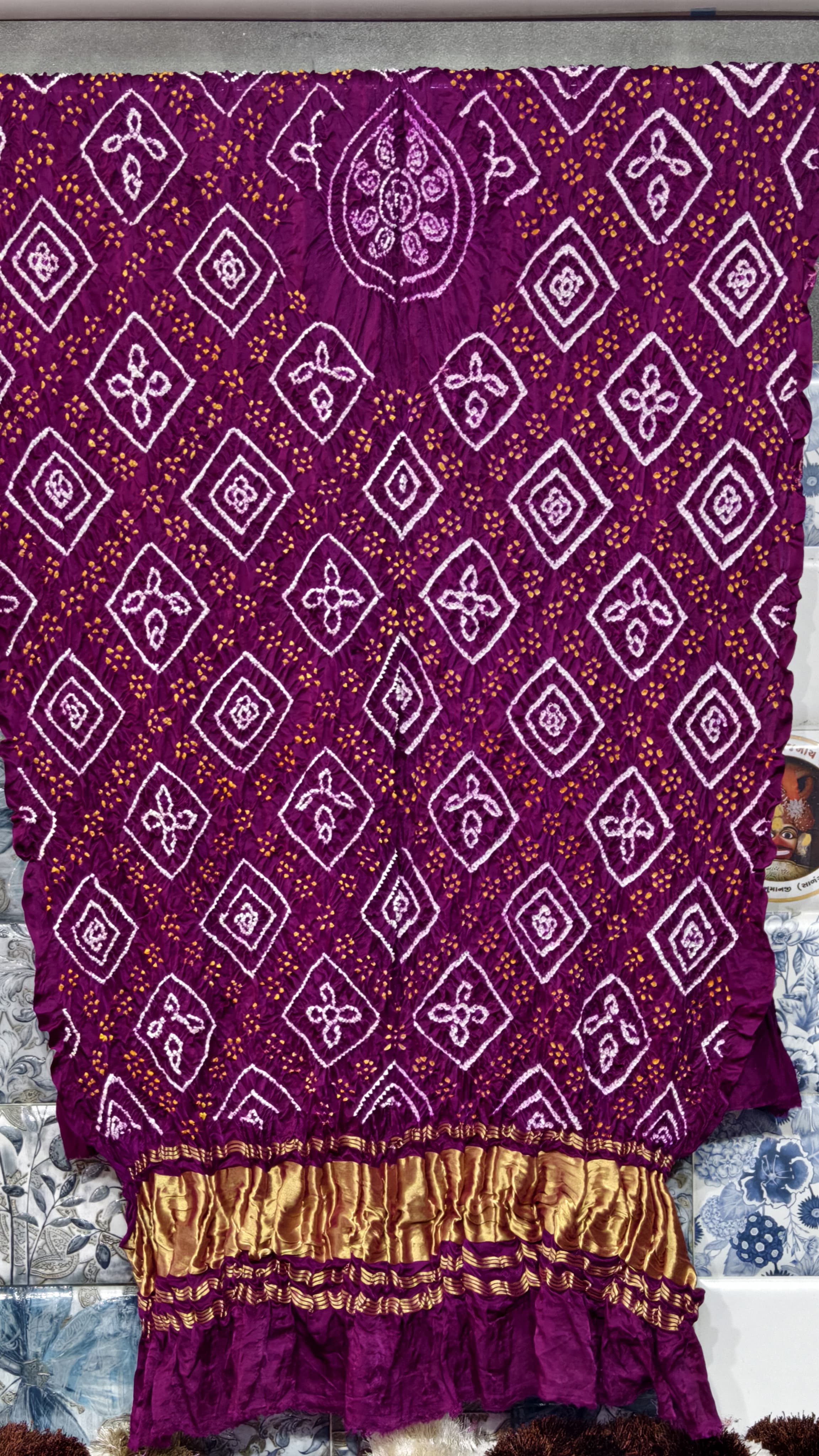 Pure Gaji Silk Original Hand Raai Dana Bandej Dupatta with Original Lagdi Patta