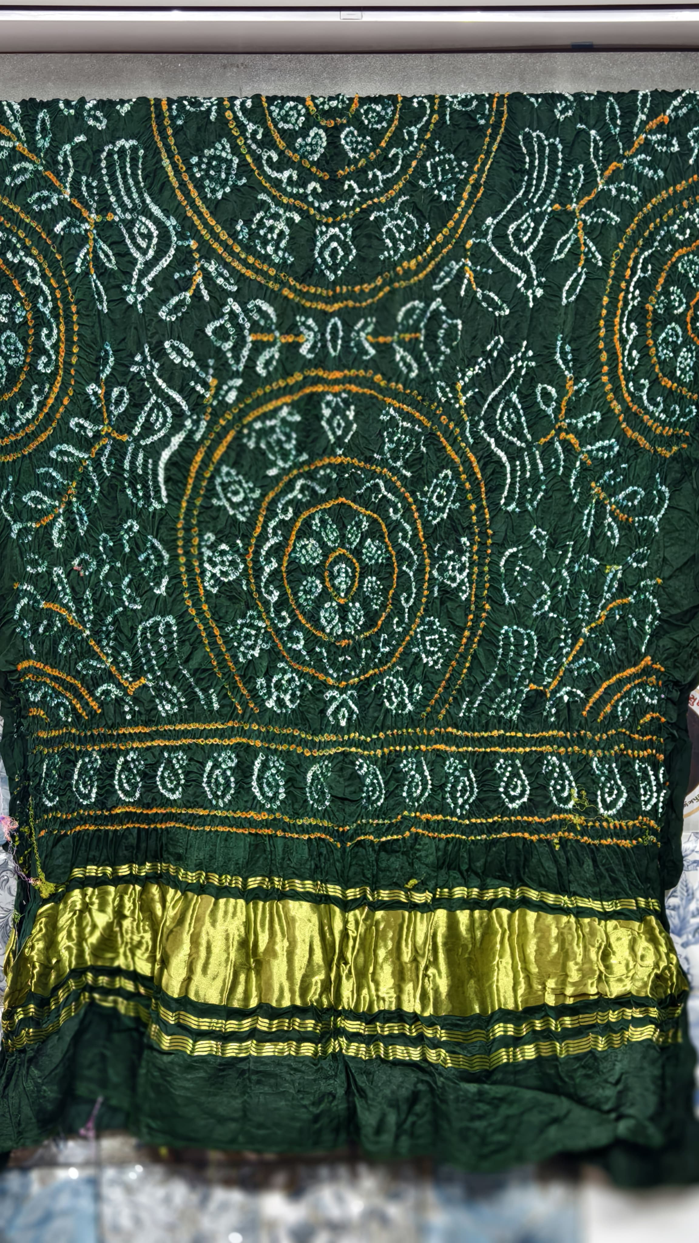 Pure Gaji Silk Original Hand Raai Dana Bandej Dupatta with Original Lagdi Patta
