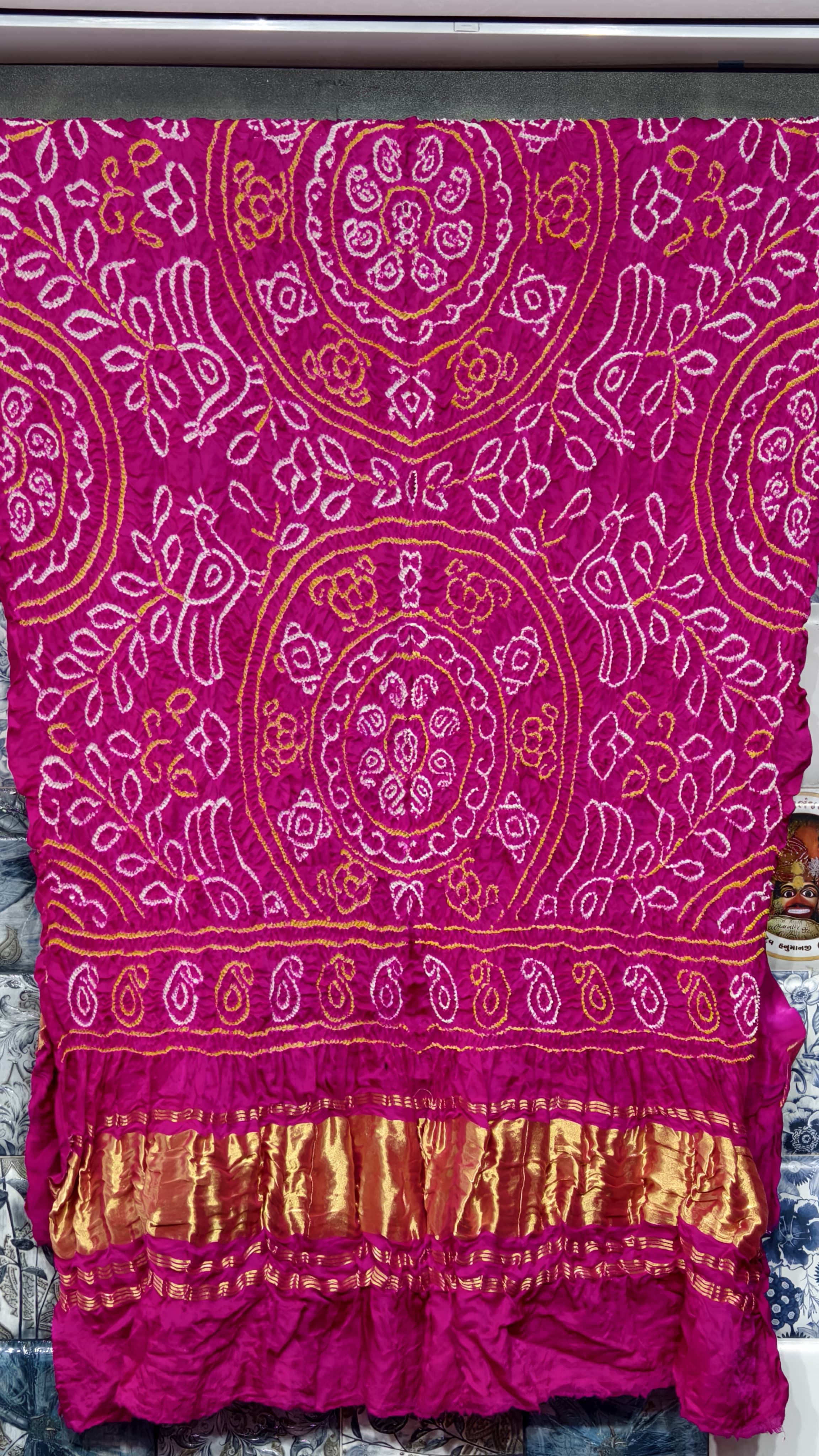 Pure Gaji Silk Original Hand Raai Dana Bandej Dupatta with Original Lagdi Patta