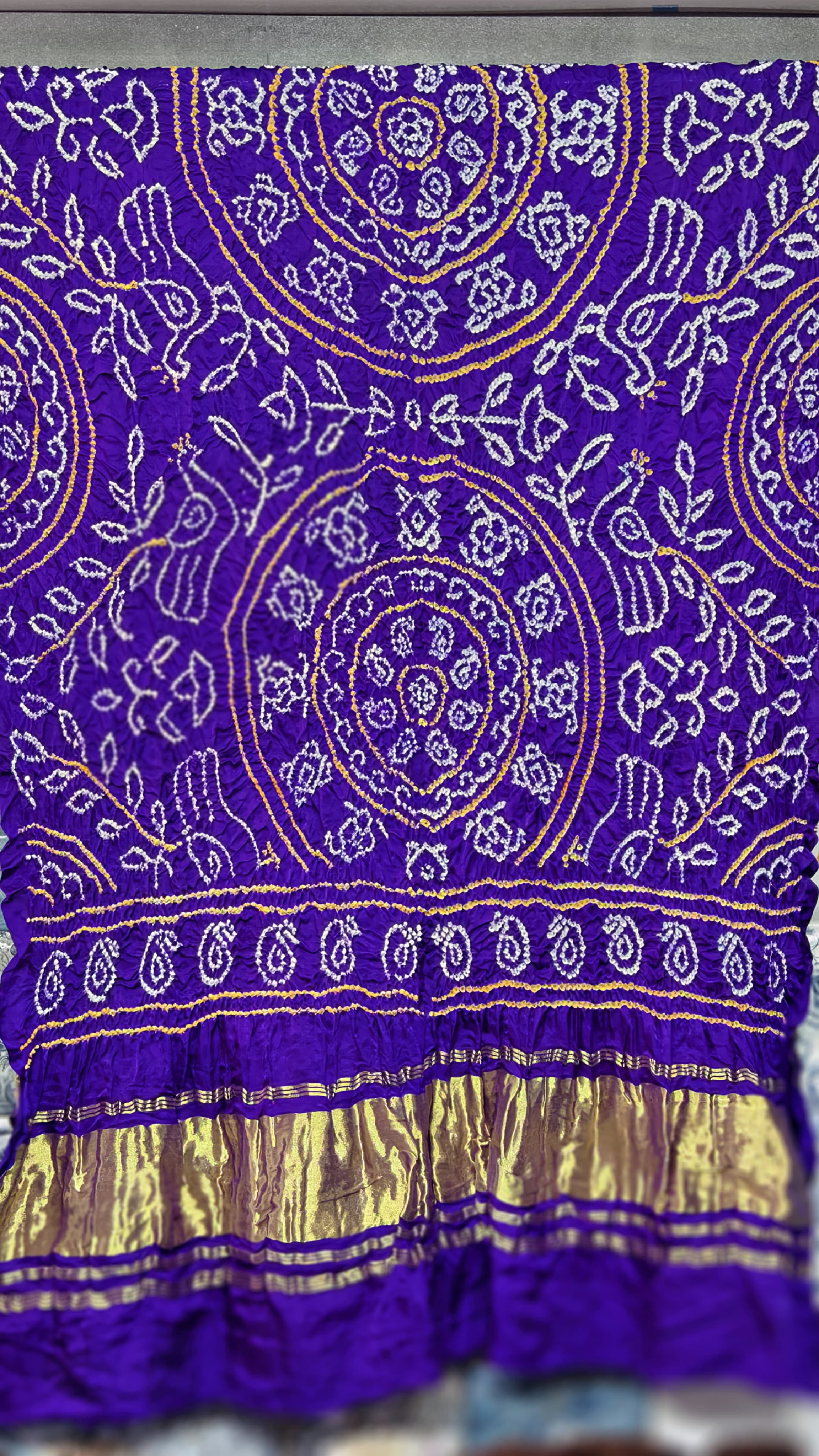 Pure Gaji Silk Original Hand Raai Dana Bandej Dupatta with Original Lagdi Patta