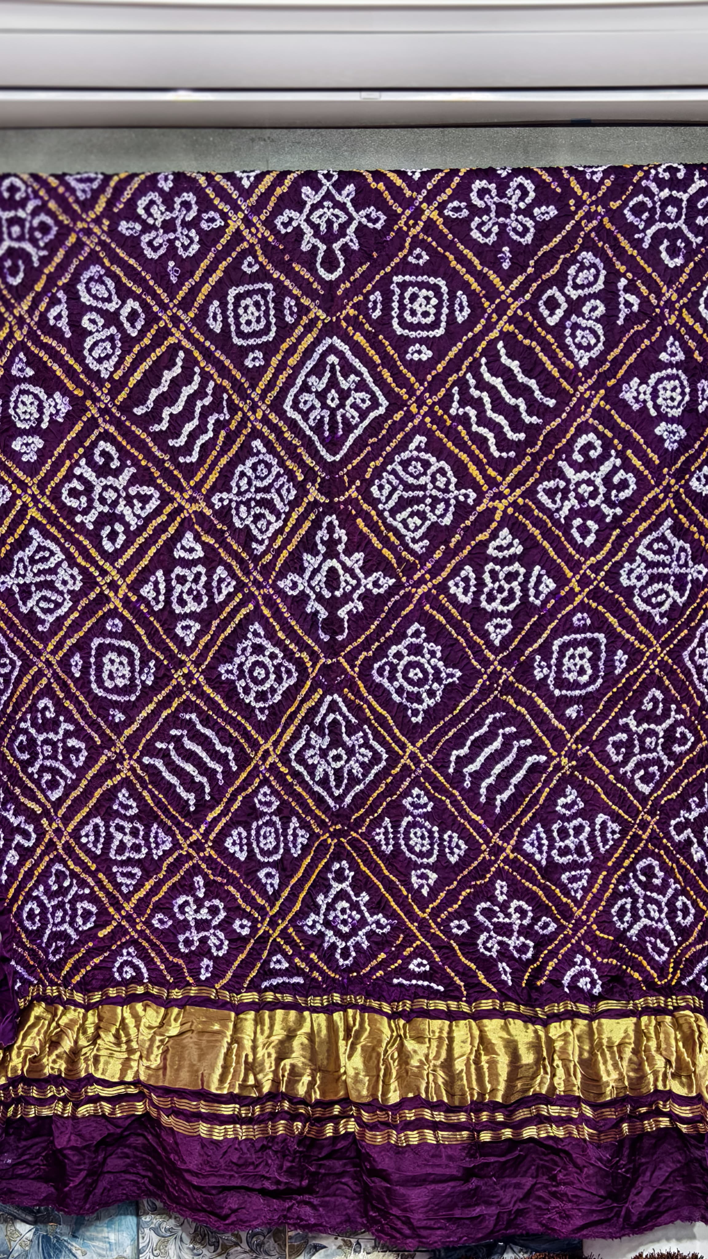 Pure Gaji Silk Original Hand Raai Dana Bandej Dupatta with Original Lagdi Patta