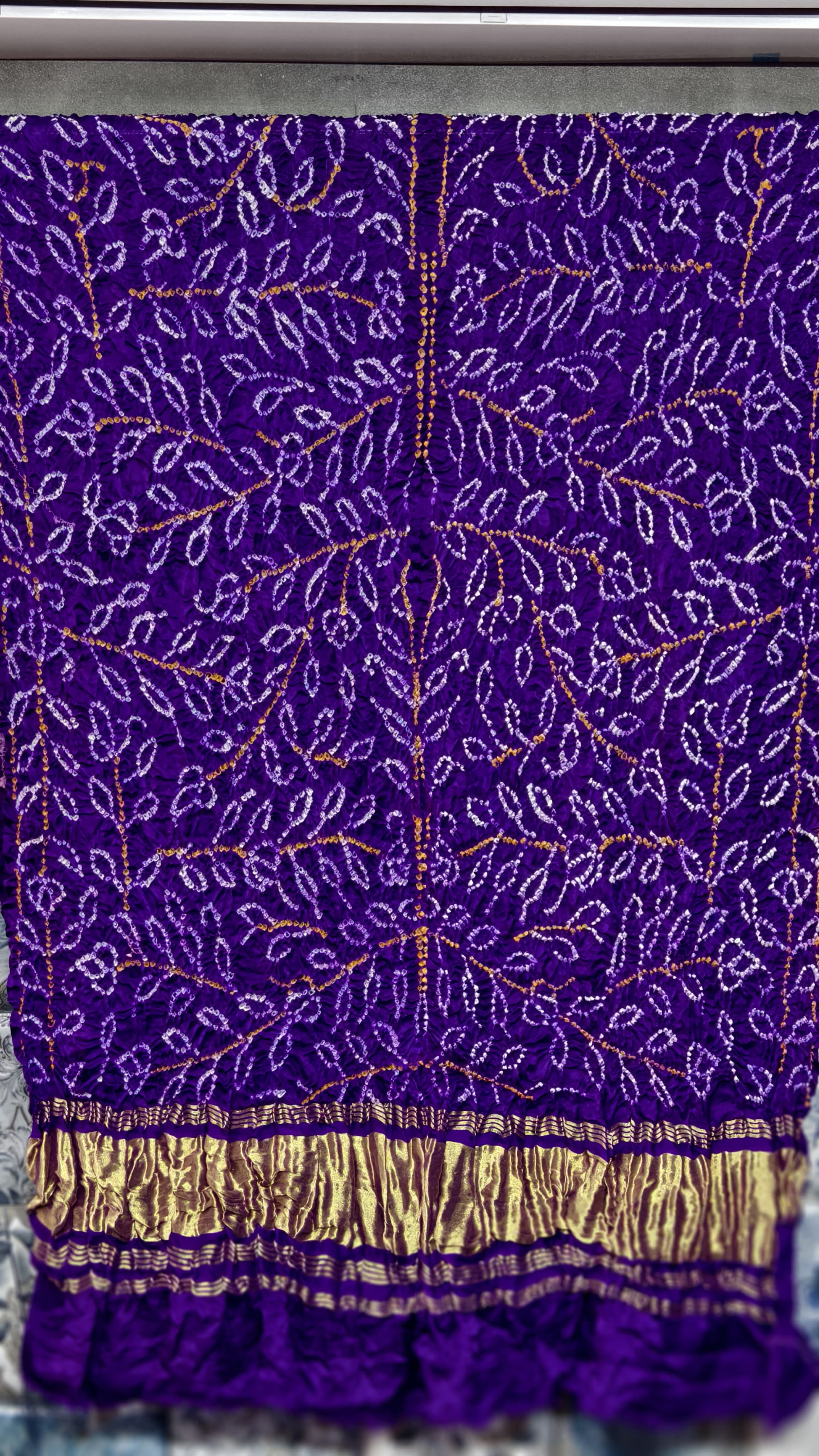 Pure Gaji Silk Original Hand Raai Dana Bandej Dupatta with Original Lagdi Patta