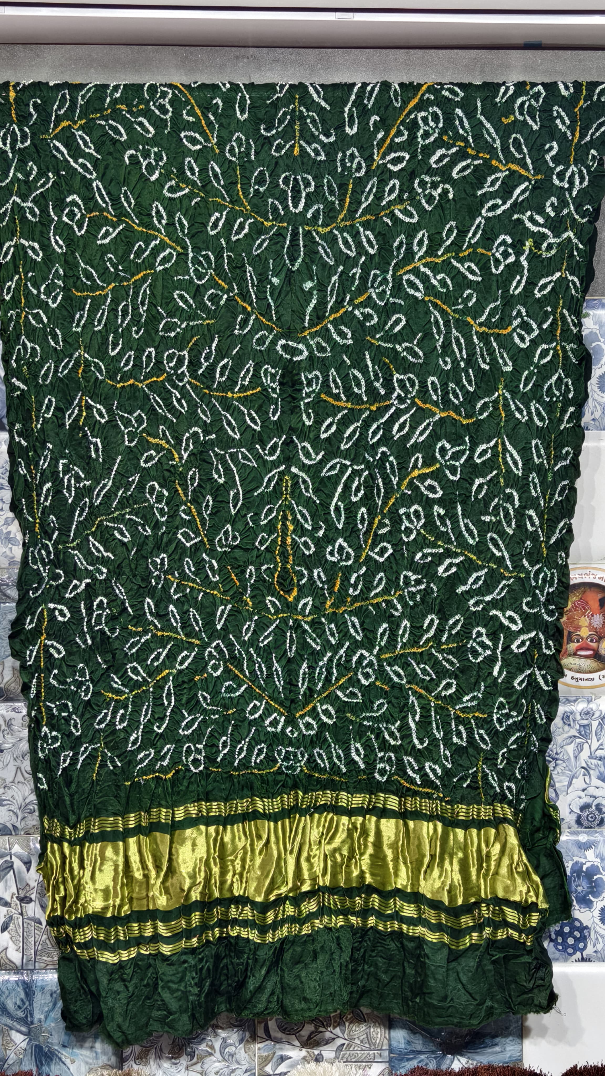Pure Gaji Silk Original Hand Raai Dana Bandej Dupatta with Original Lagdi Patta