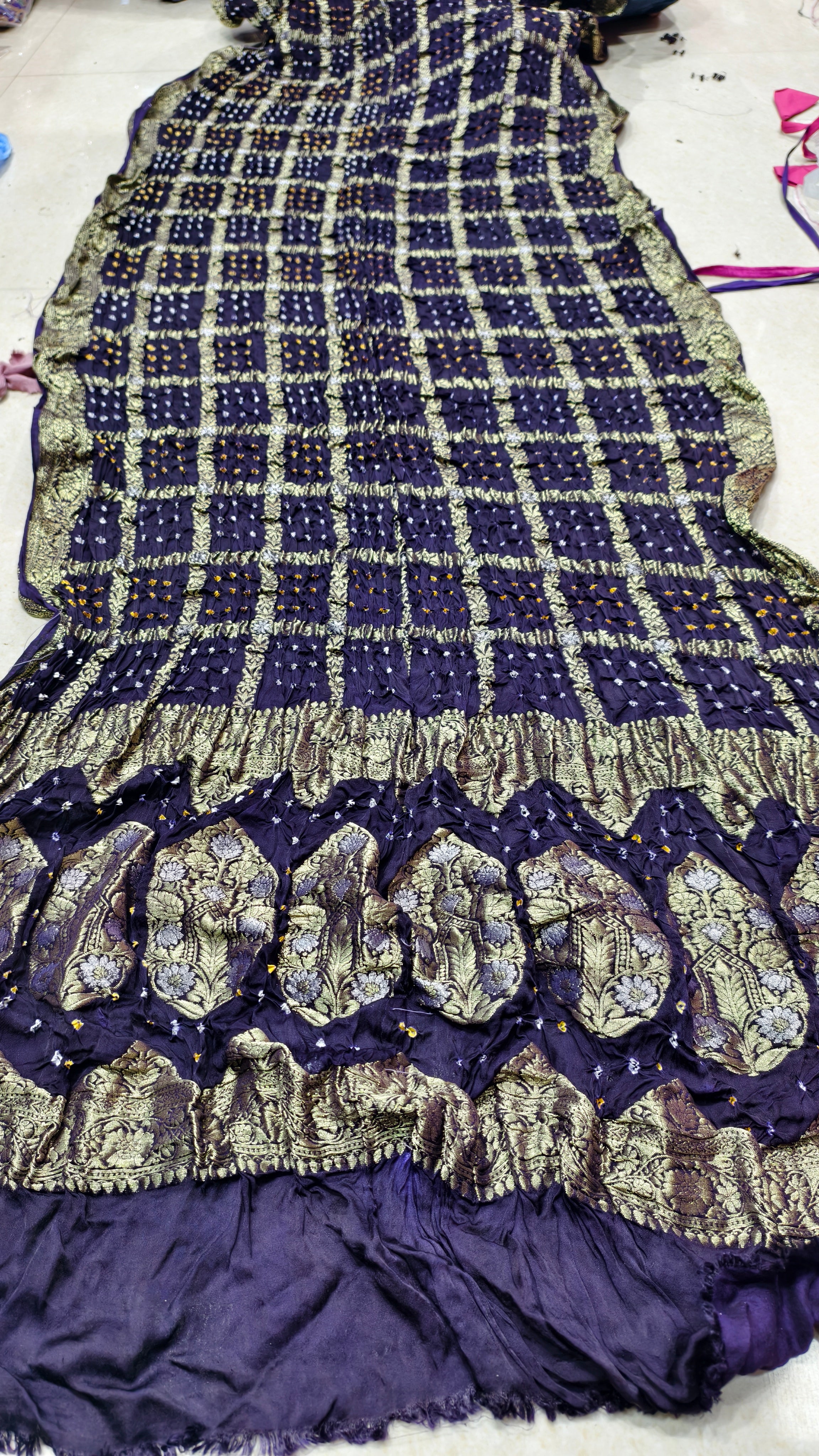 Chek nakshi full allover saree with hand original bandej