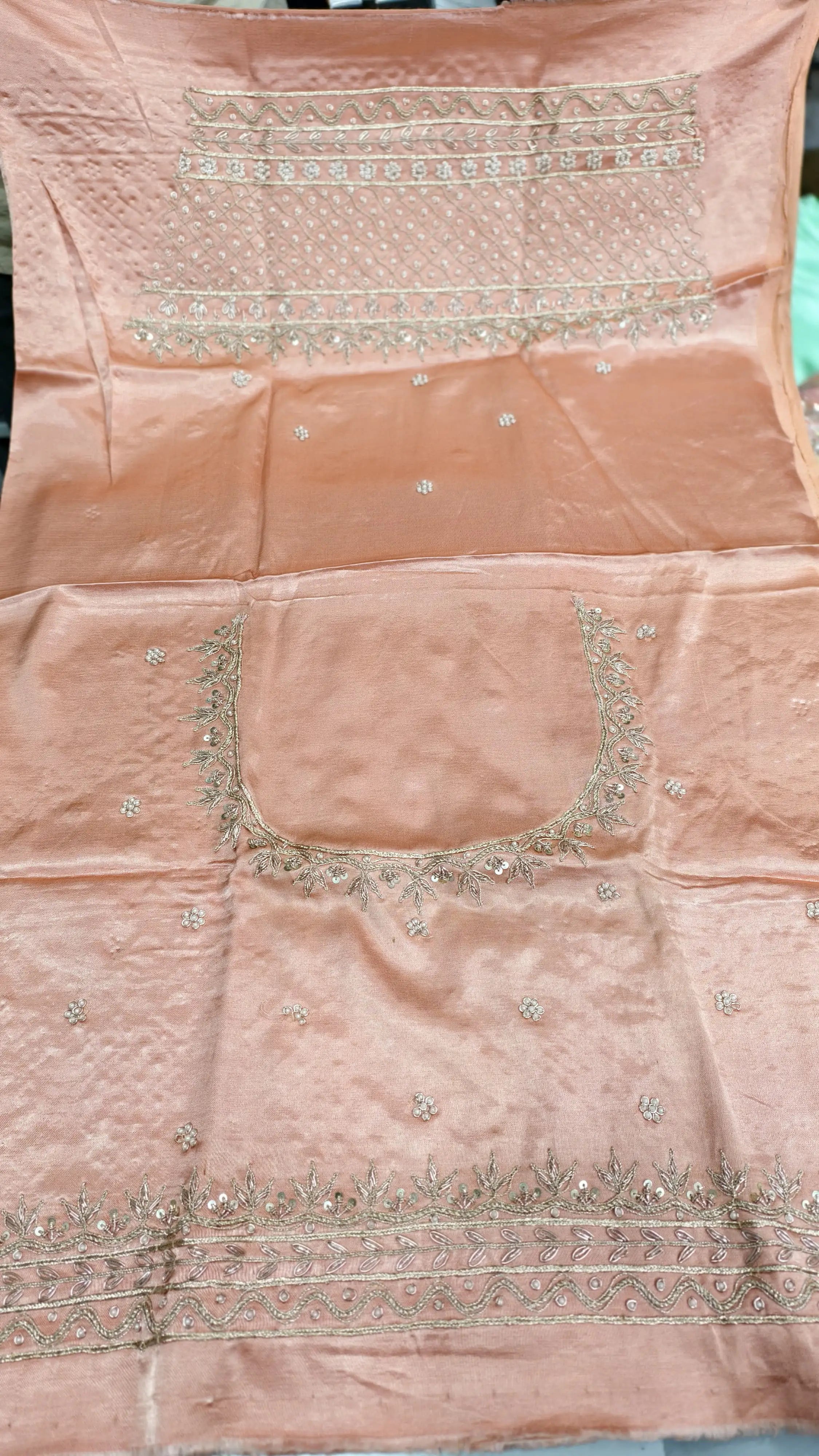Pure Mashru Gaji Silk Handworked Blouse Piece