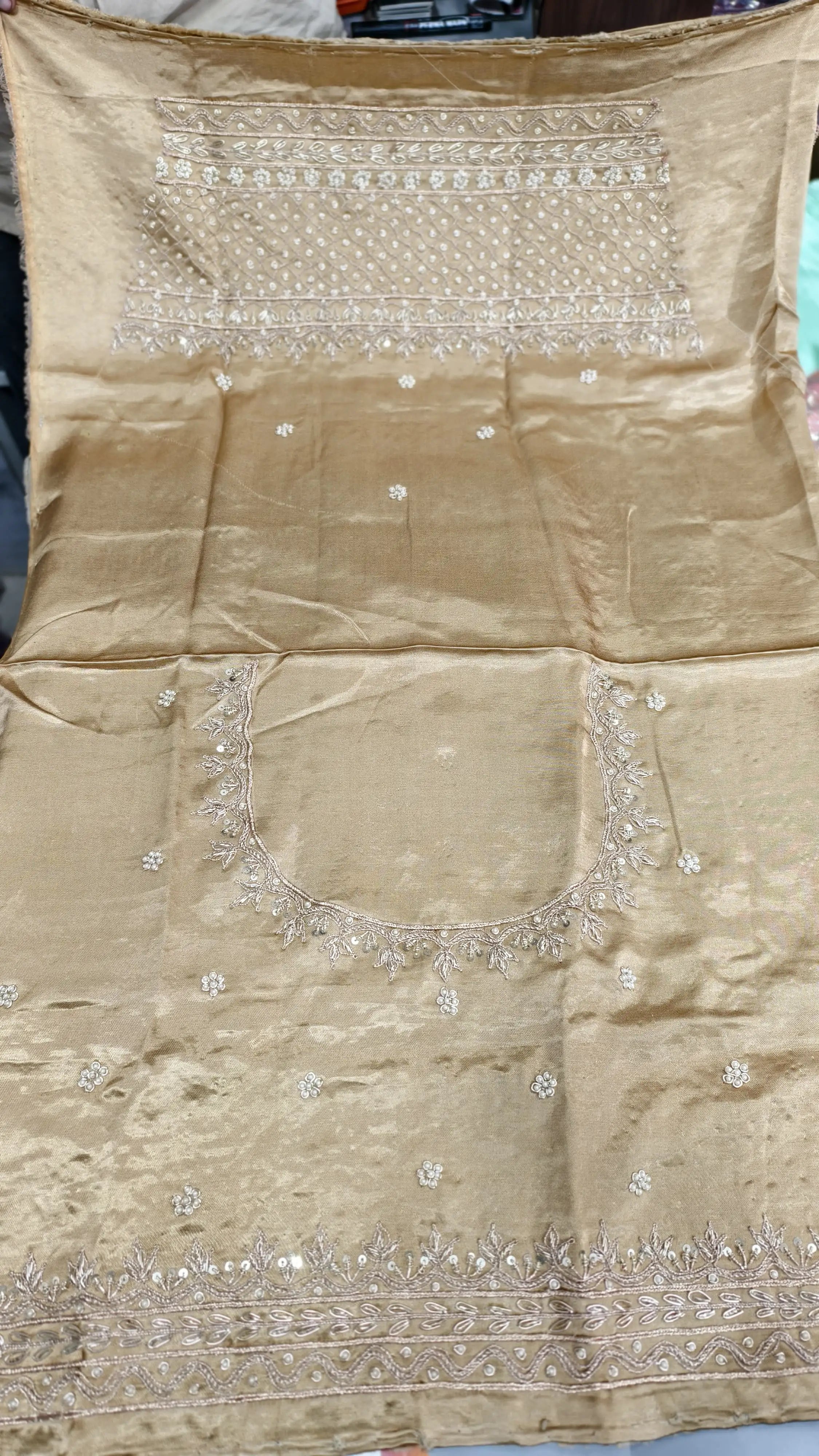 Pure Mashru Gaji Silk Handworked Blouse Piece
