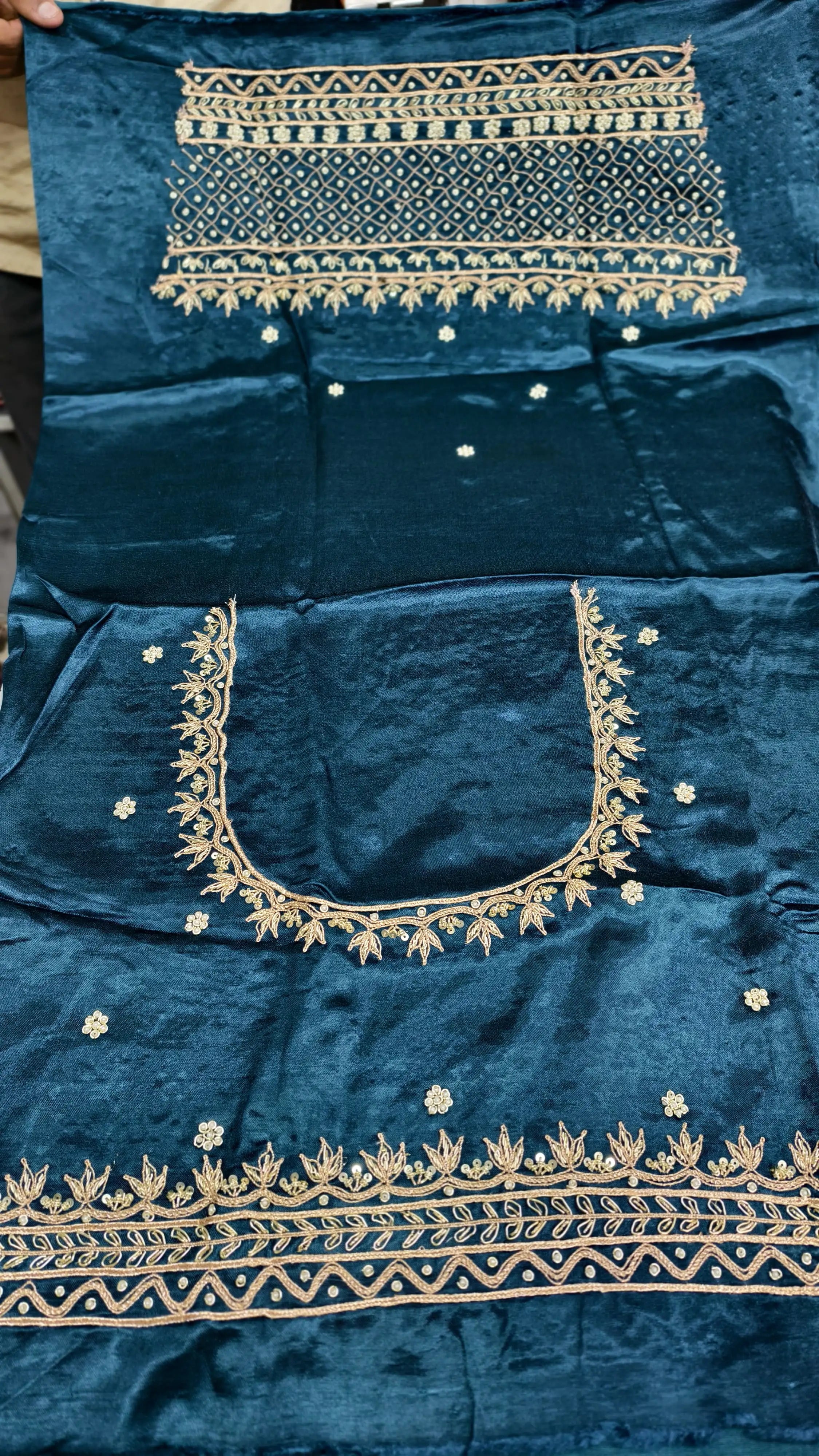 Pure Mashru Gaji Silk Handworked Blouse Piece