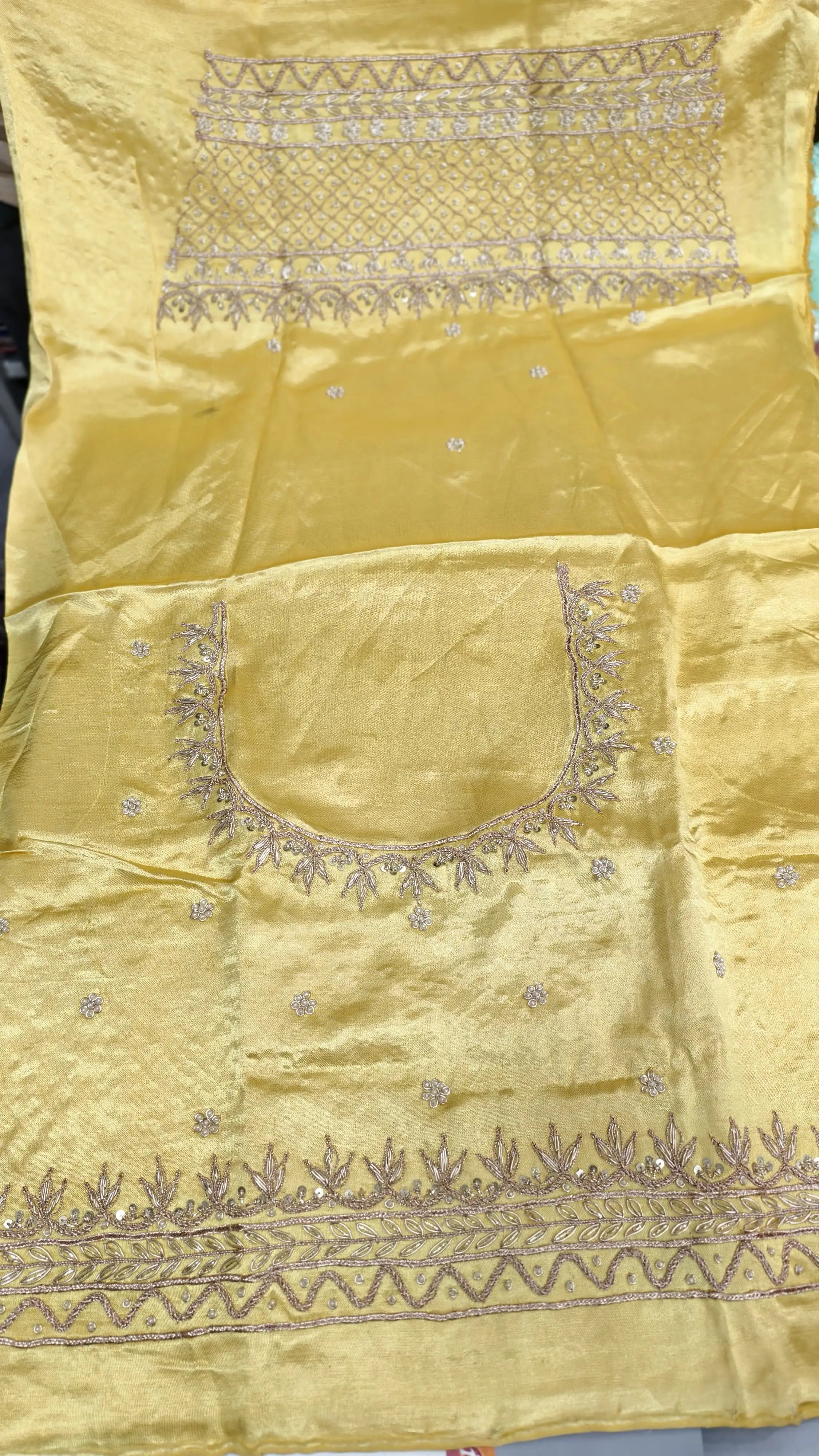 Pure Mashru Gaji Silk Handworked Blouse Piece