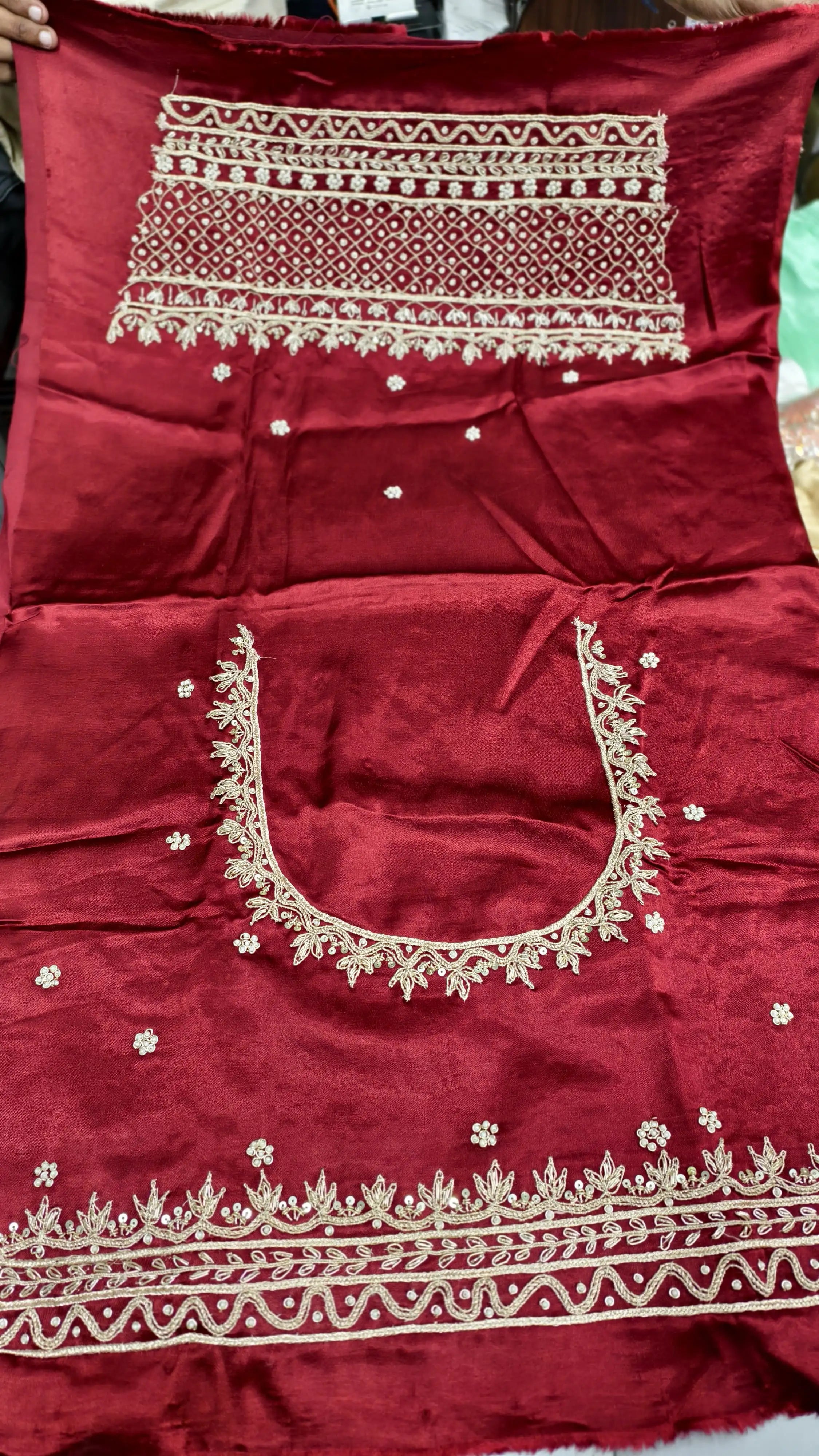 Pure Mashru Gaji Silk Handworked Blouse Piece