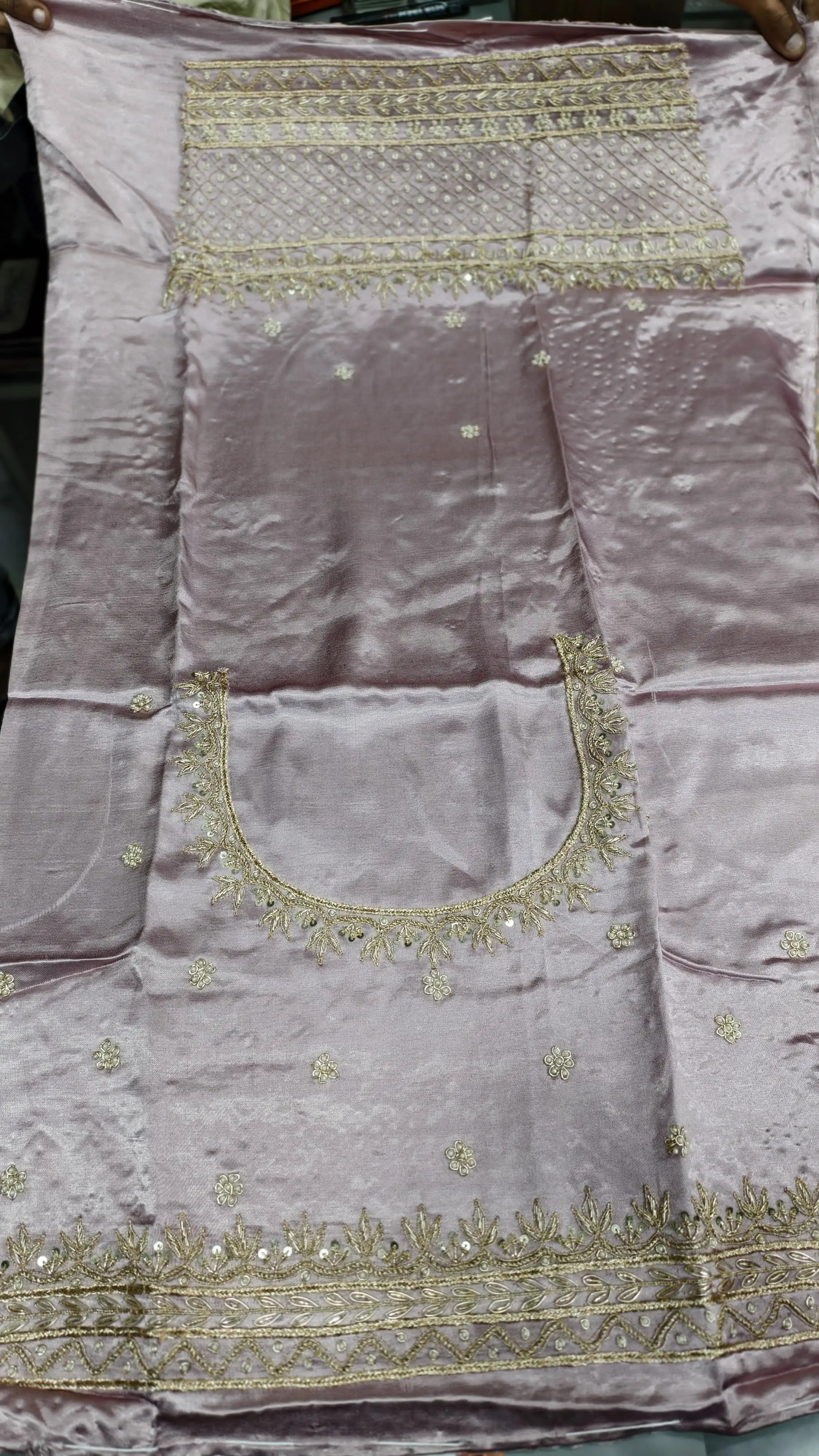 Pure Mashru Gaji Silk Handworked Blouse Piece