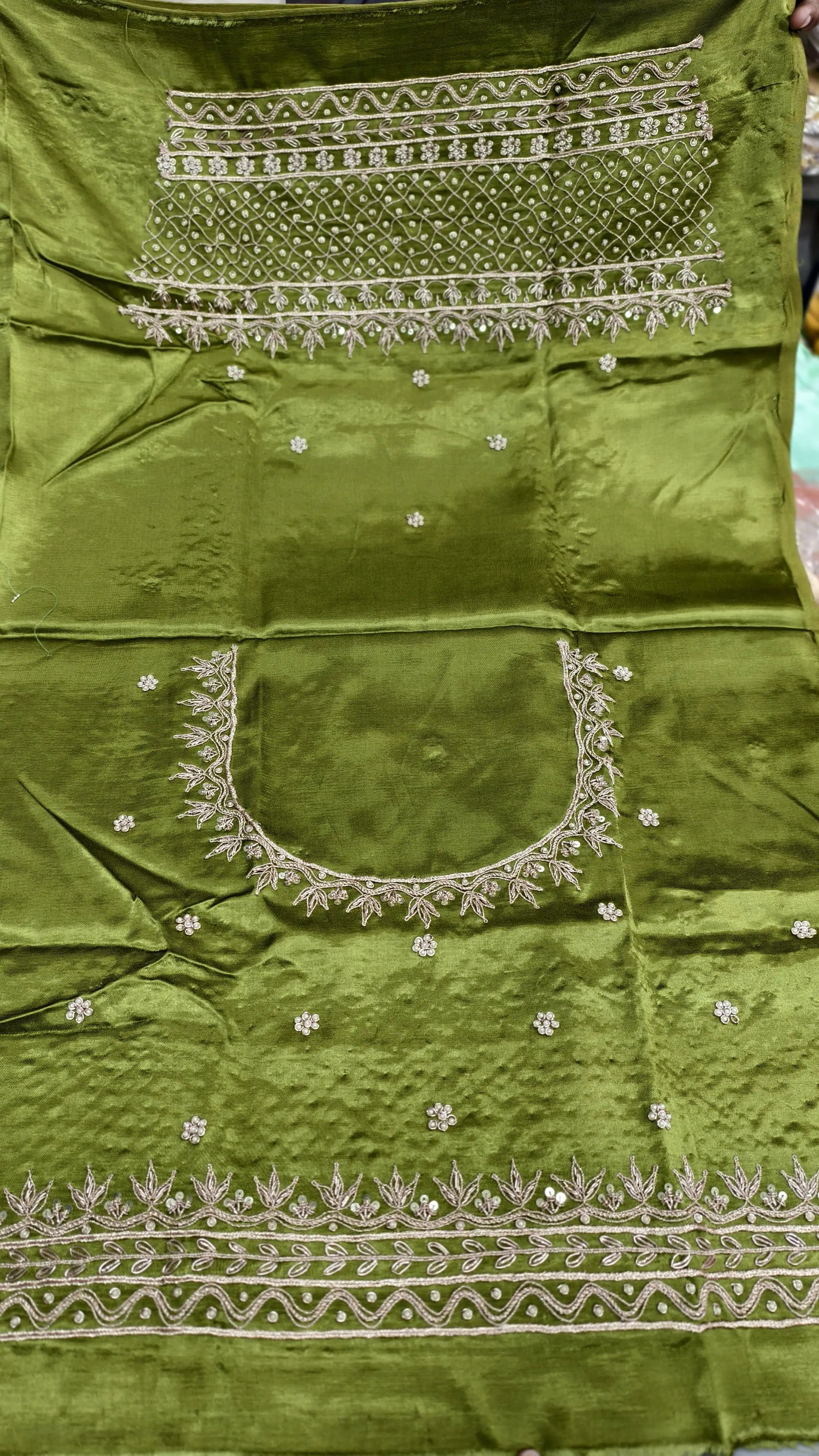 Pure Mashru Gaji Silk Handworked Blouse Piece