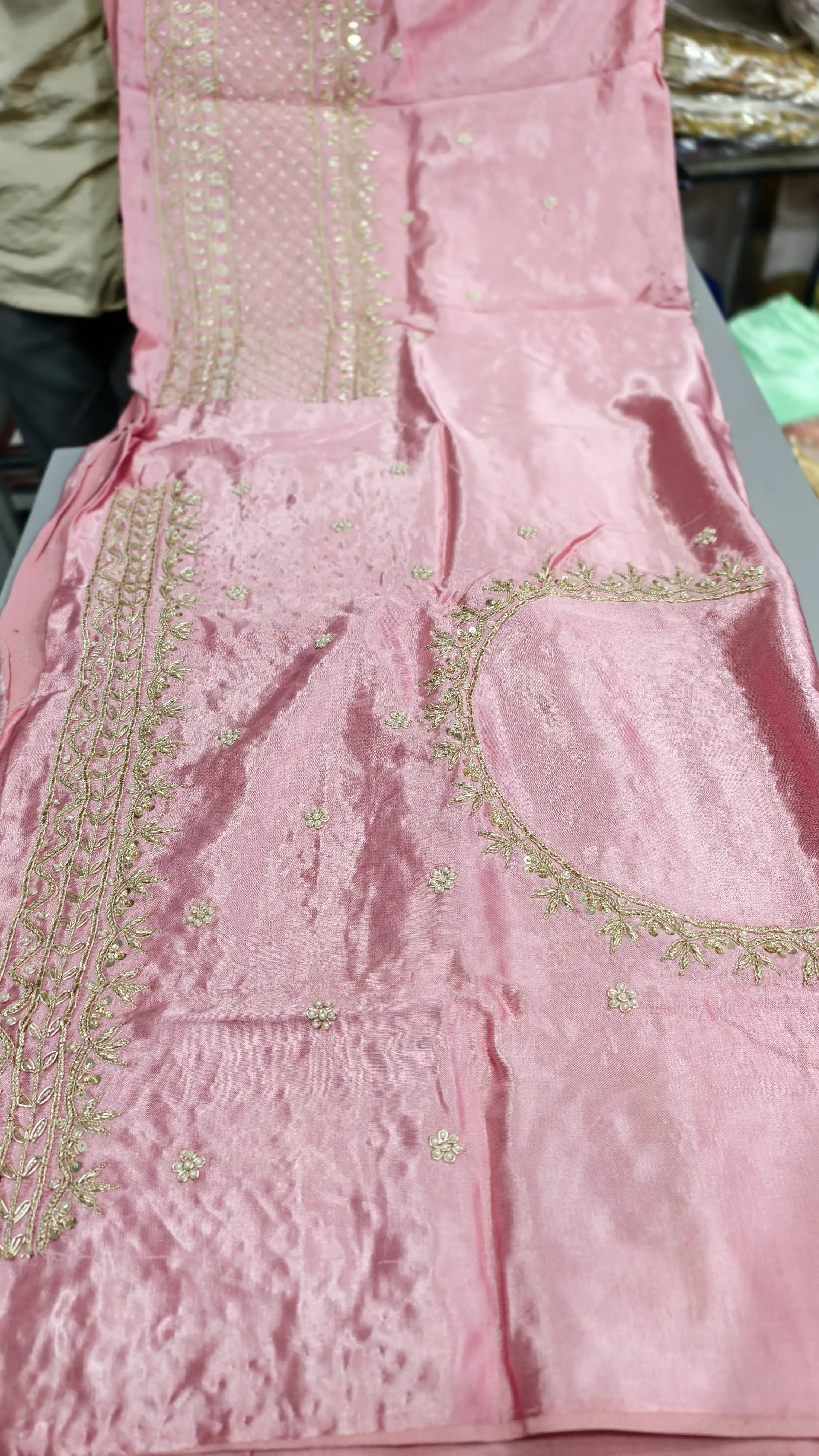 Pure Mashru Gaji Silk Handworked Blouse Piece