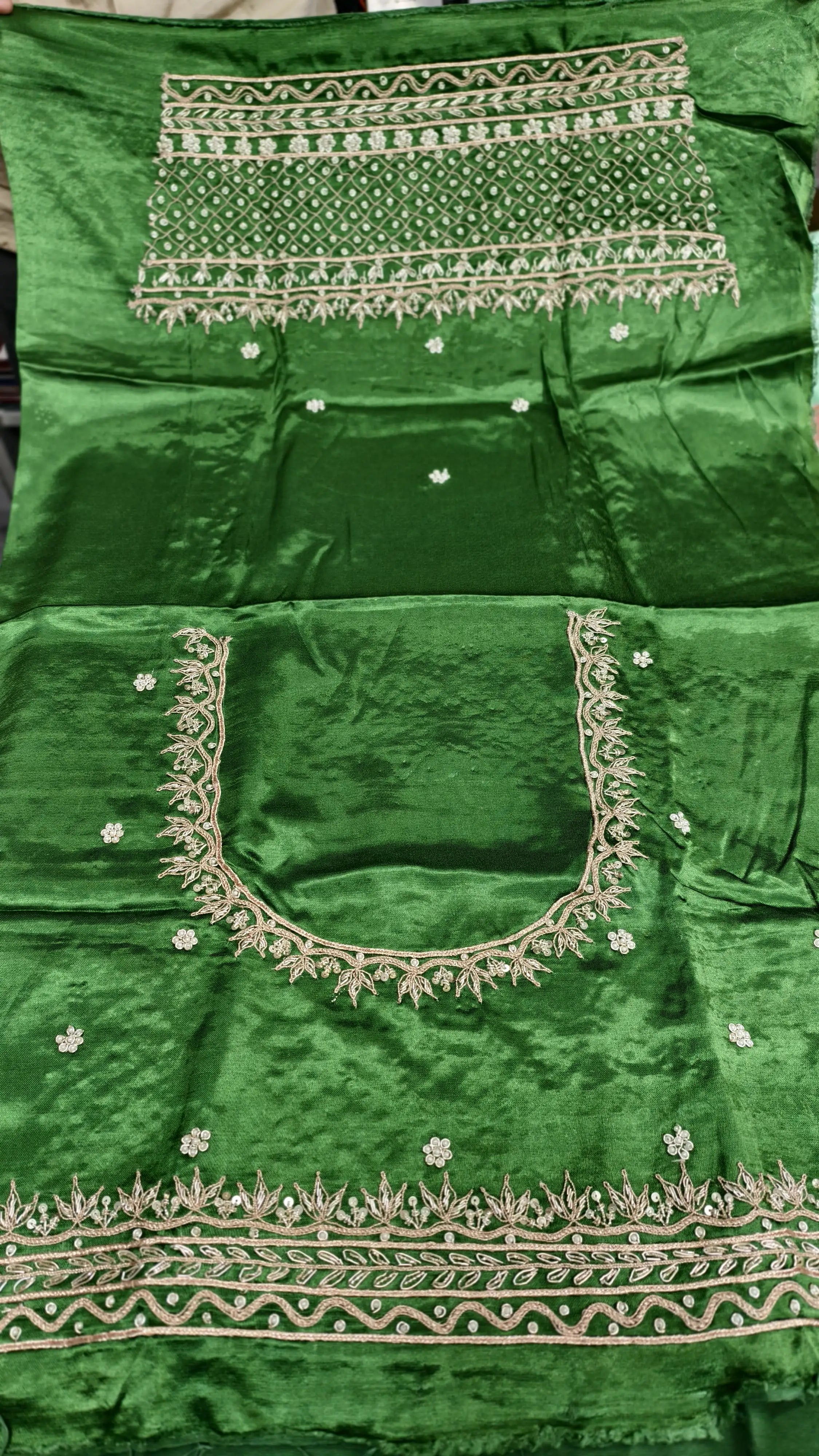 Pure Mashru Gaji Silk Handworked Blouse Piece