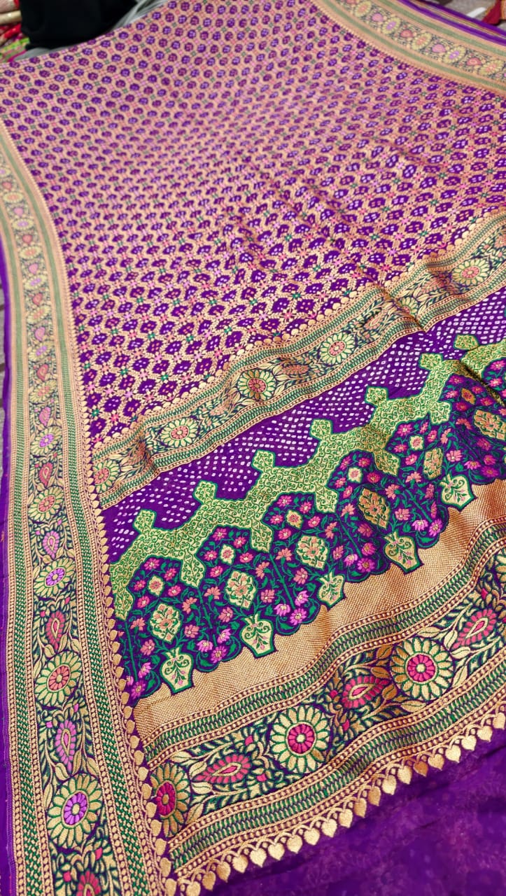 Mina Kari Bandhej Saree