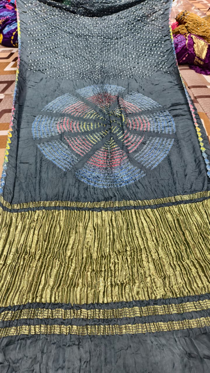 Original Pure Modal Gaji Silk Hand Shibori Saree