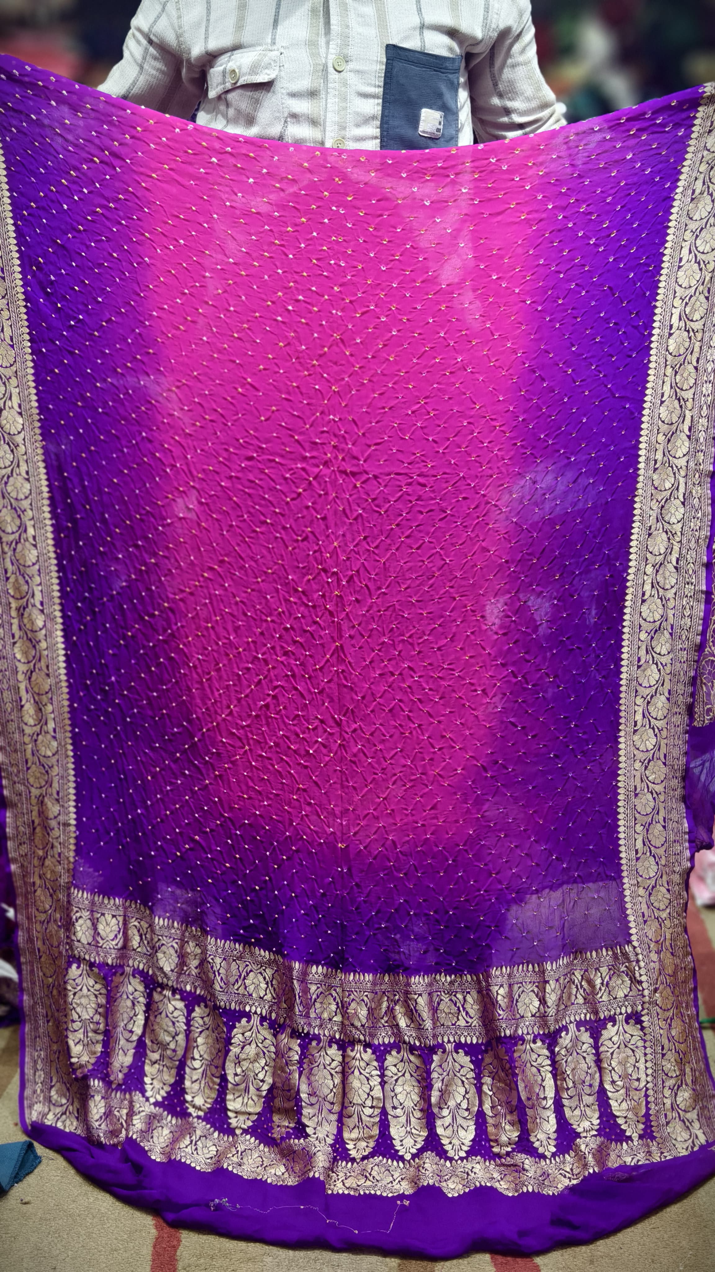 Premium Pure Georgette Dupatta with Hand Rai Bandej