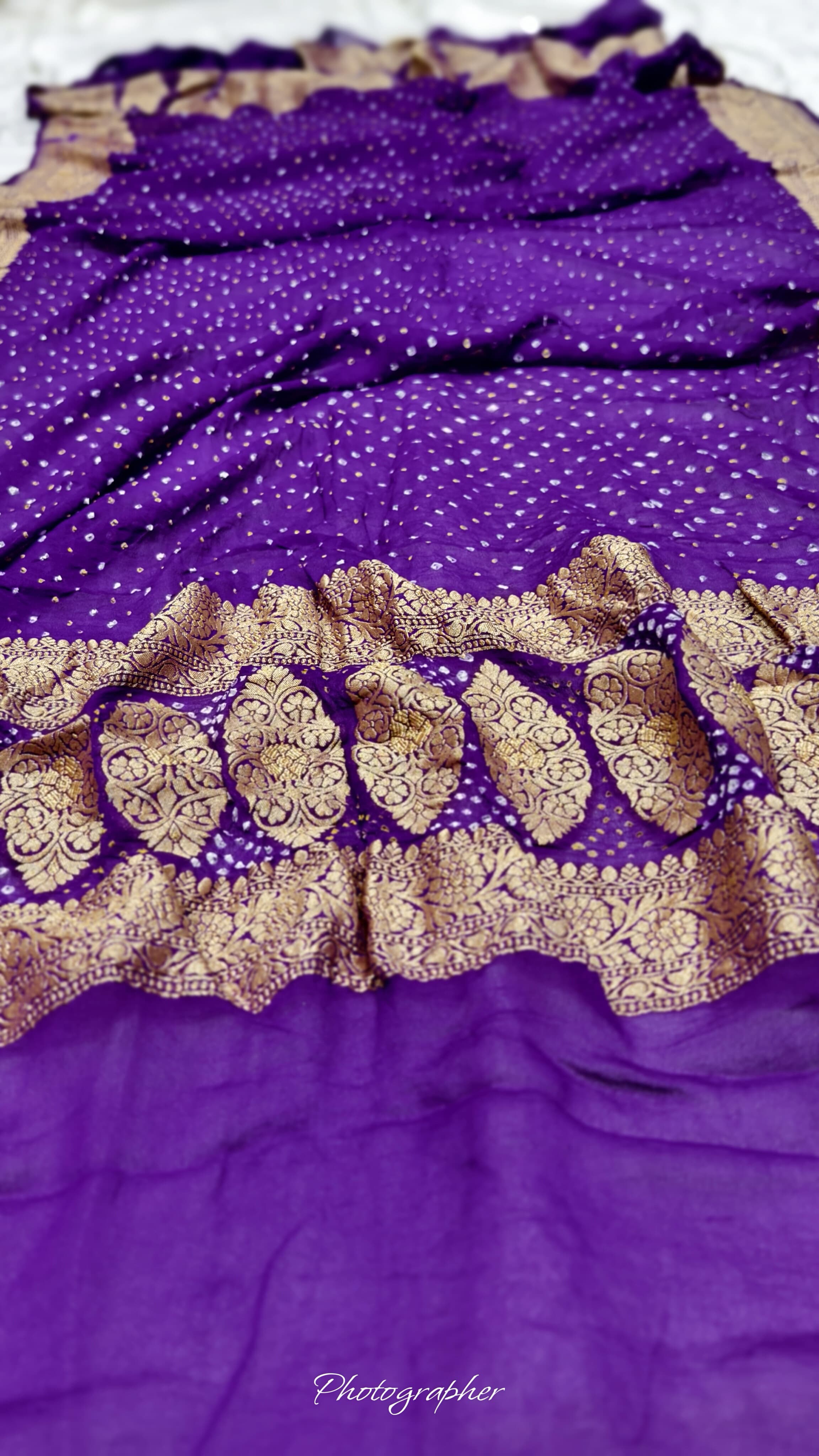 Premium Pure Georgette Dupatta with Hand Rai Bandej