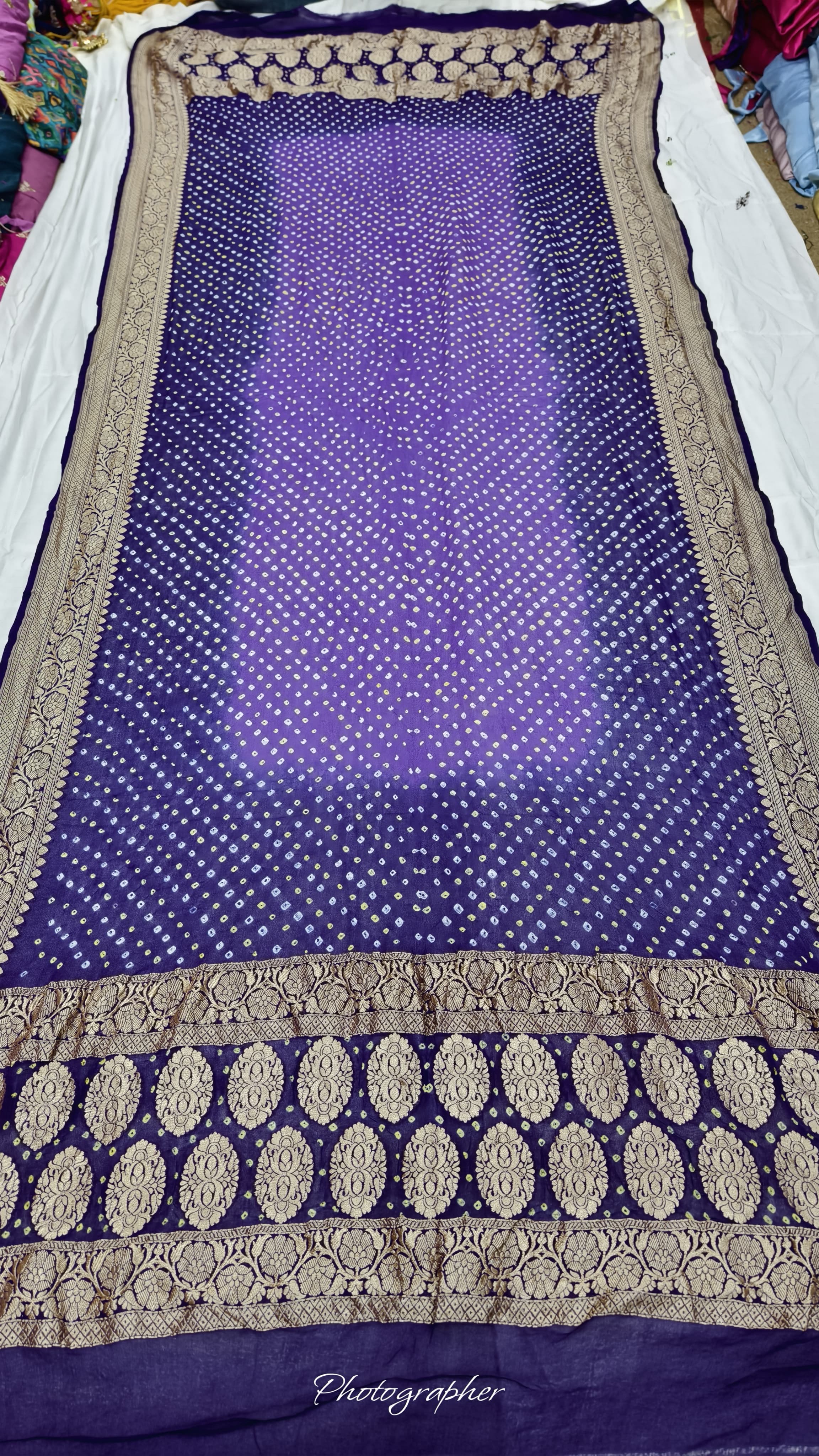 Premium Pure Georgette Dupatta with Hand Rai Bandej