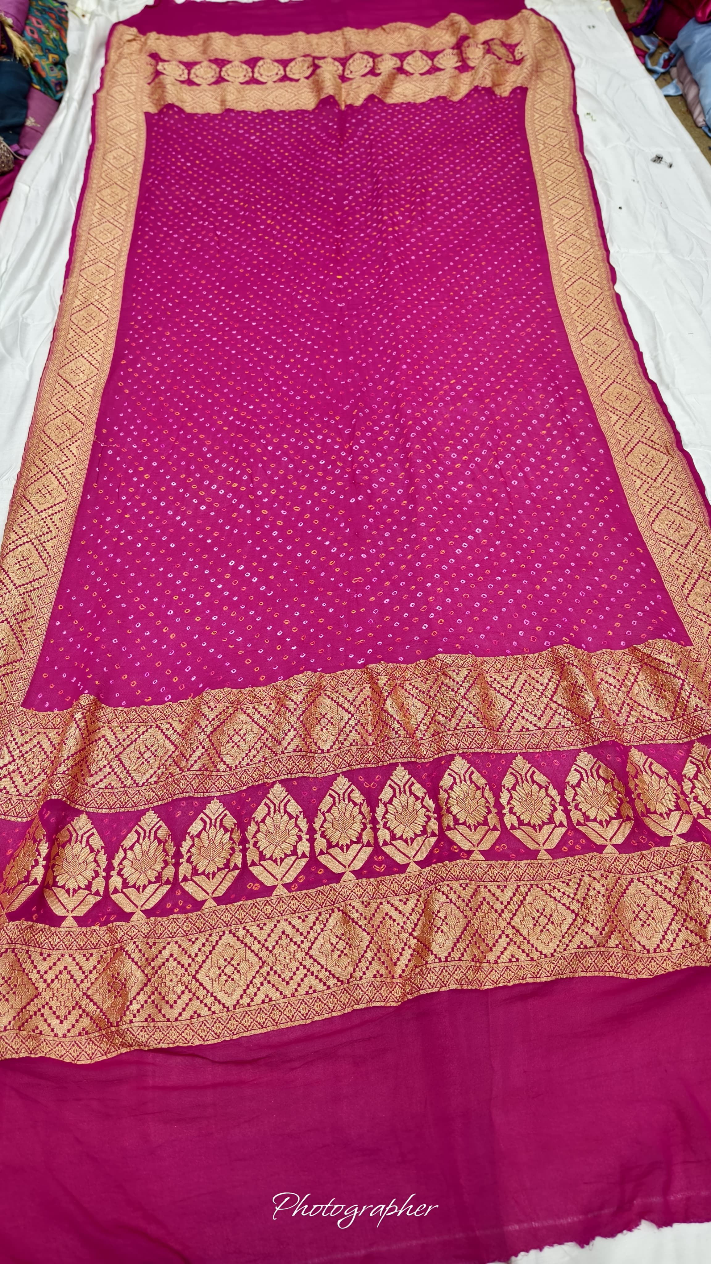 Premium Pure Georgette Dupatta with Hand Rai Bandej