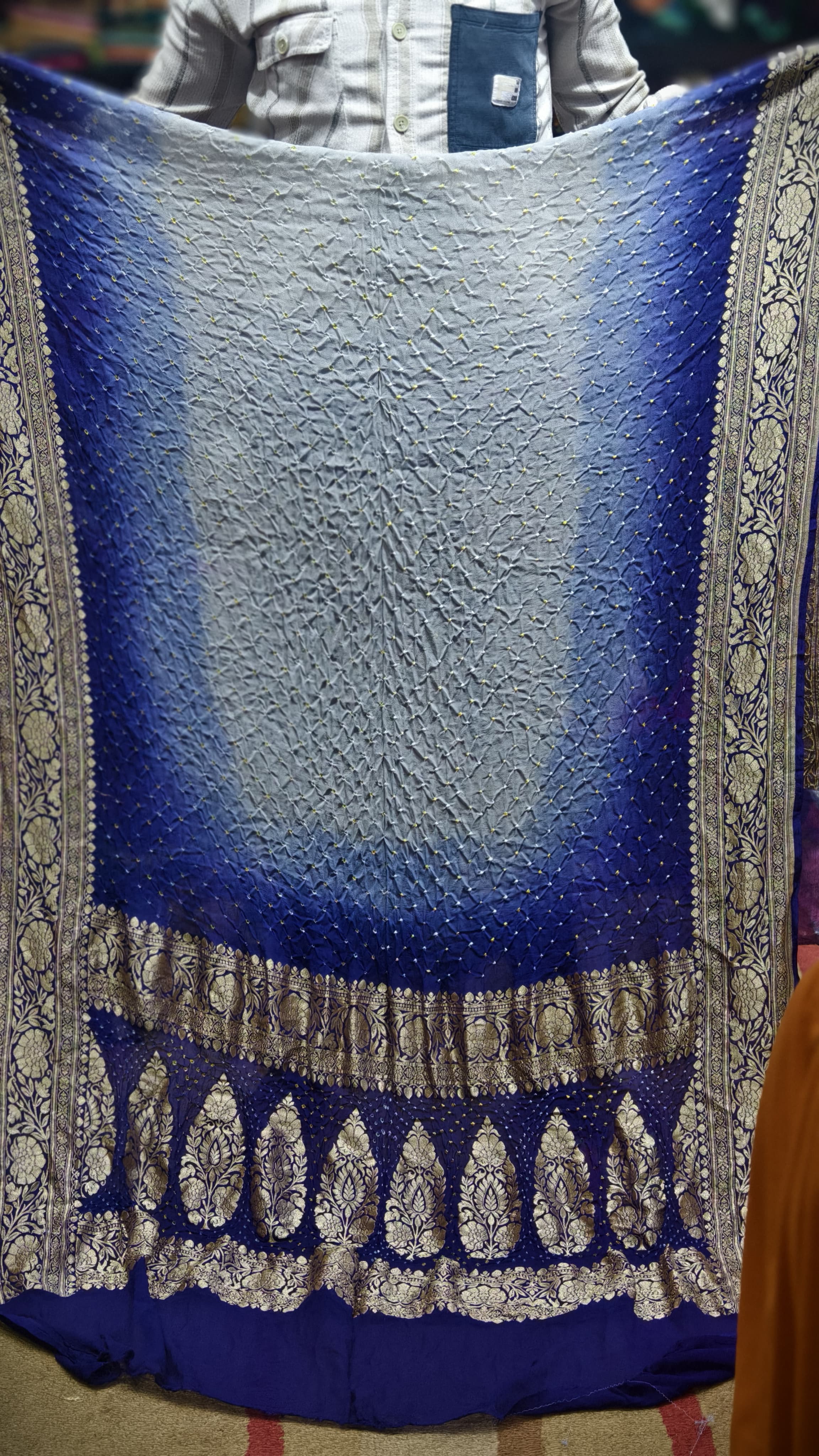 Premium Pure Georgette Dupatta with Hand Rai Bandej