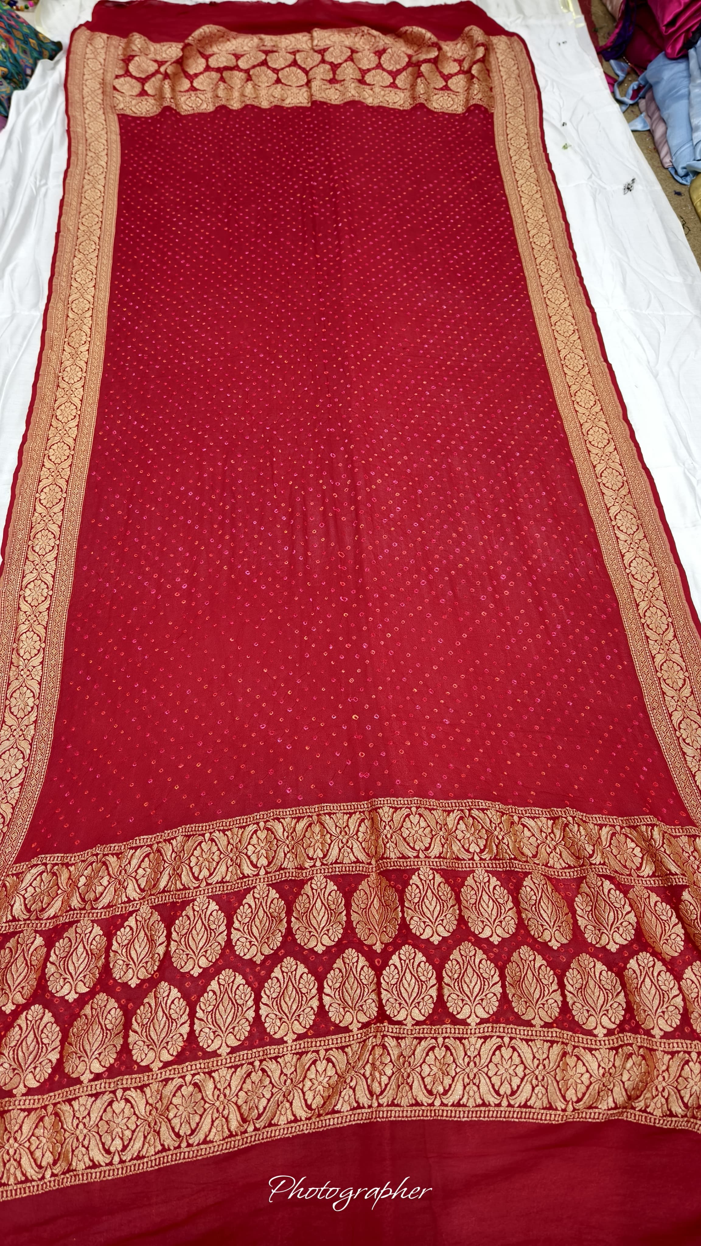 Premium Pure Georgette Dupatta with Hand Rai Bandej