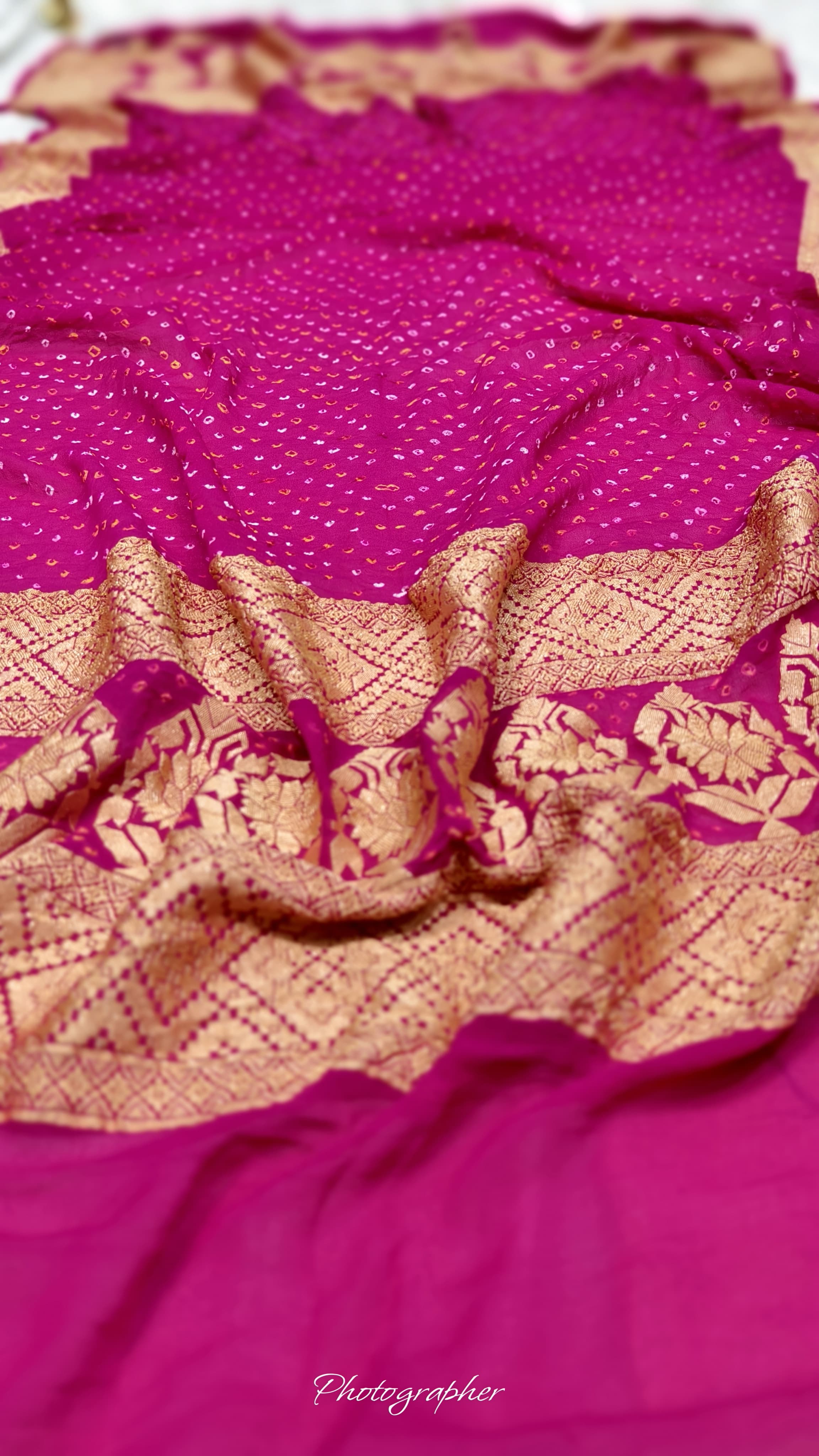 Premium Pure Georgette Dupatta with Hand Rai Bandej