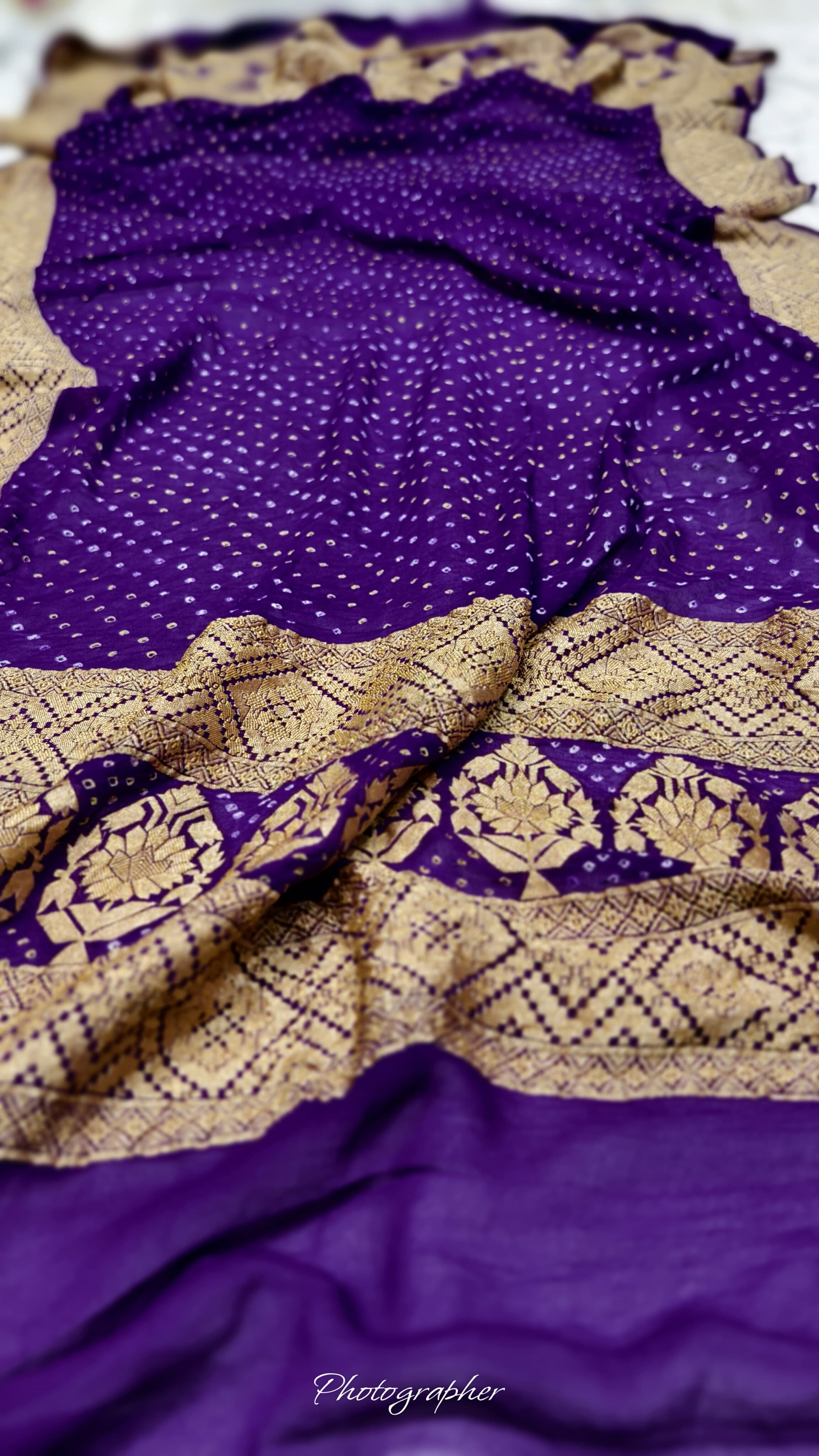 Premium Pure Georgette Dupatta with Hand Rai Bandej