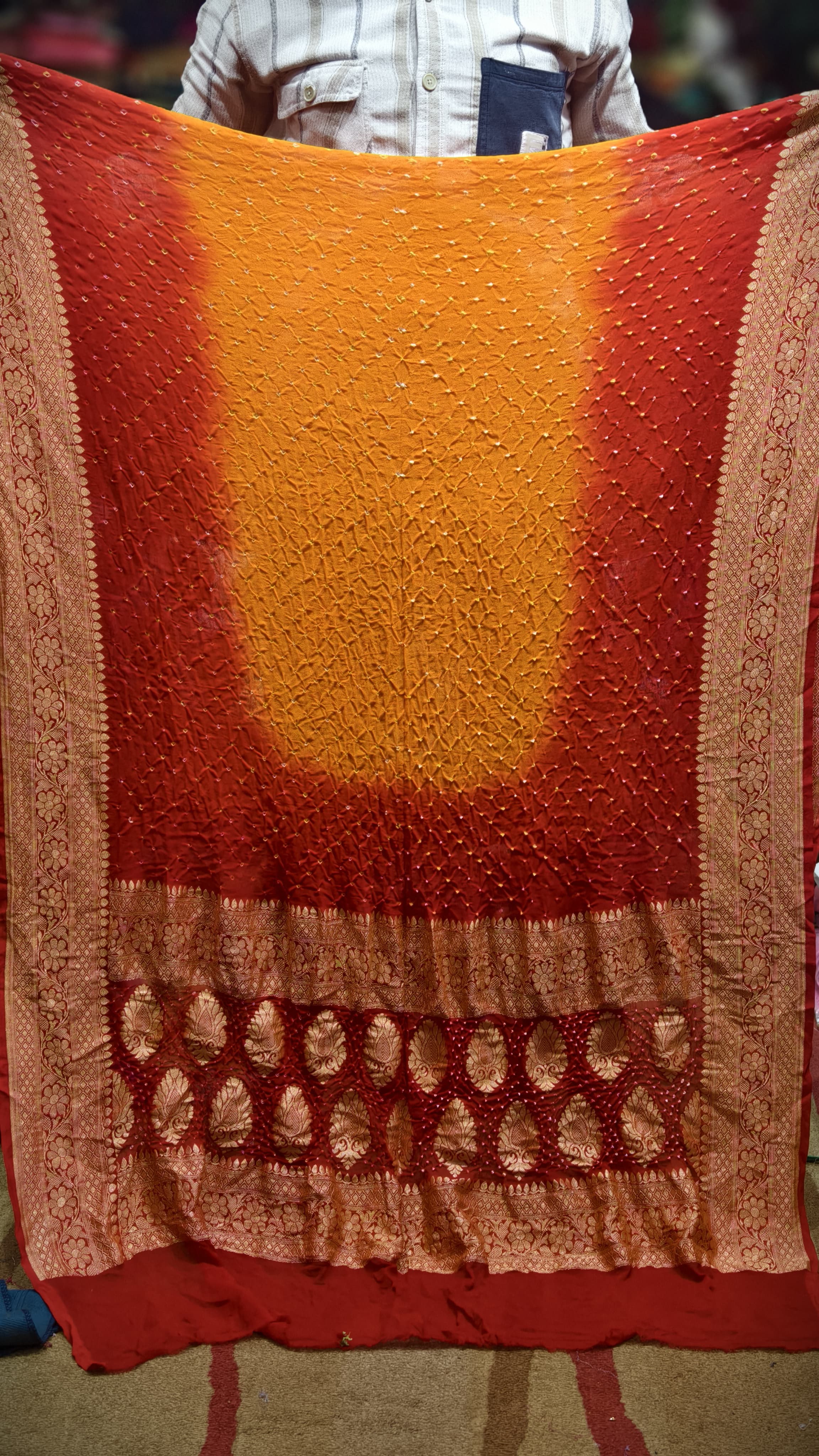 Premium Pure Georgette Dupatta with Hand Rai Bandej