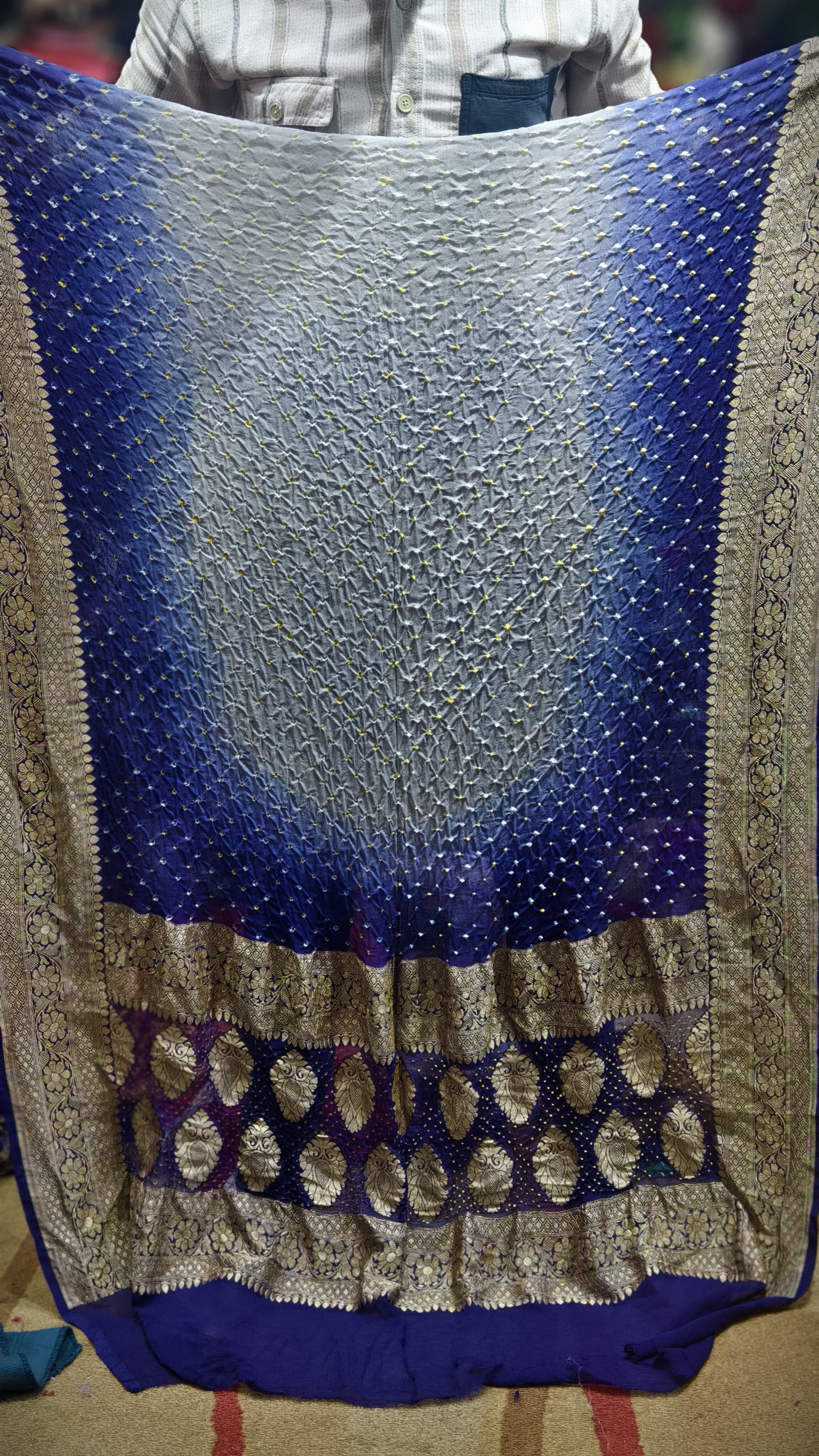 Premium Pure Georgette Dupatta with Hand Rai Bandej