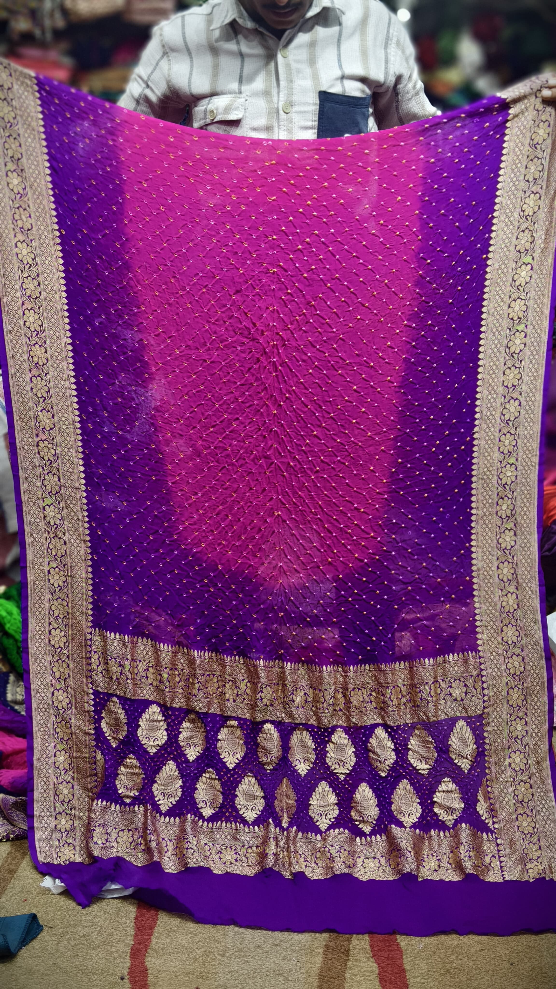 Premium Pure Georgette Dupatta with Hand Rai Bandej